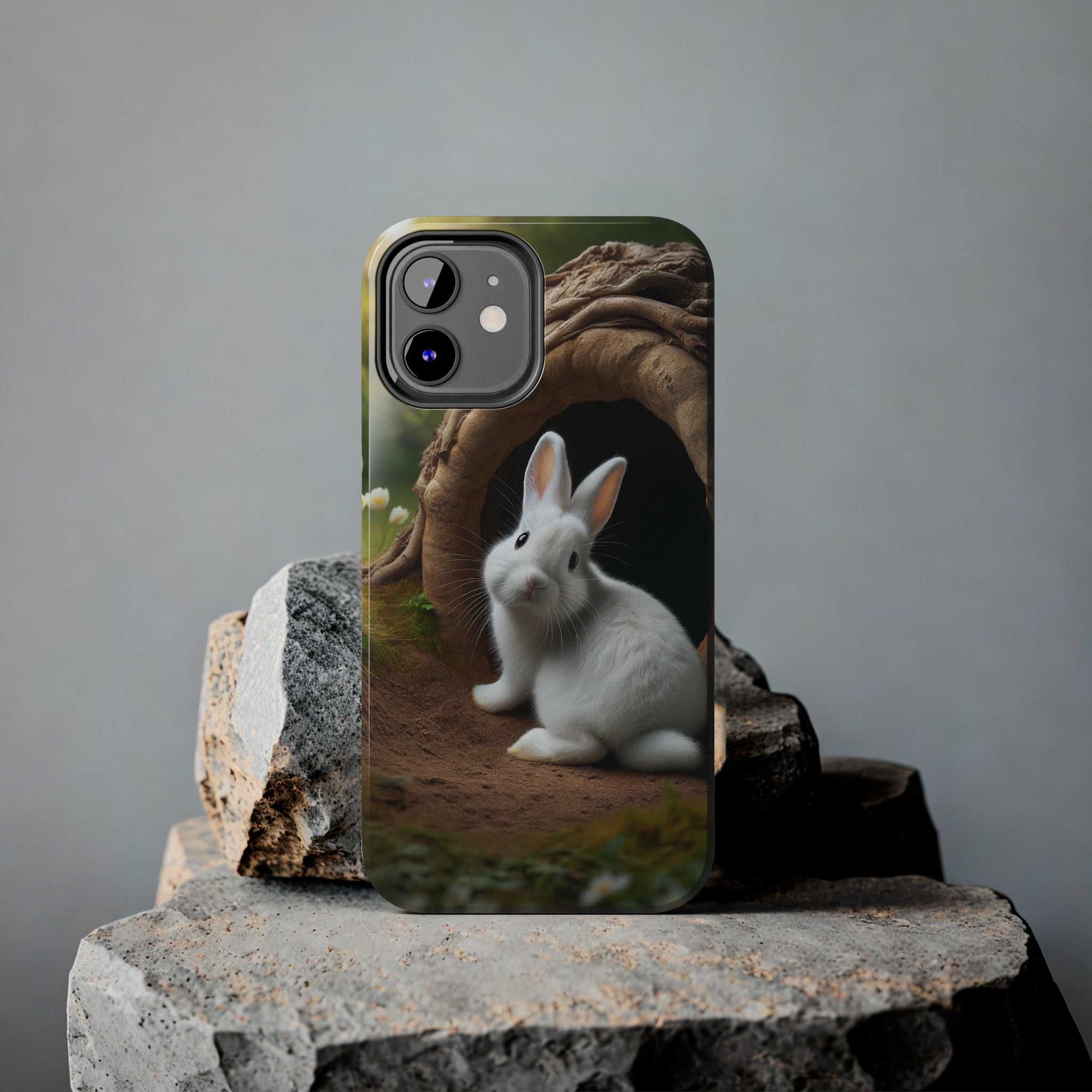 White curious rabbit - Tough Phone Case