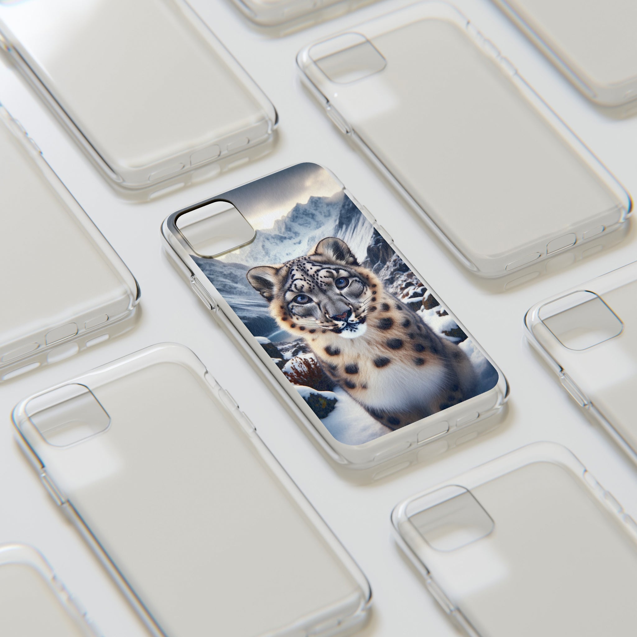 Curious Snow Leopard - Soft Phone Case