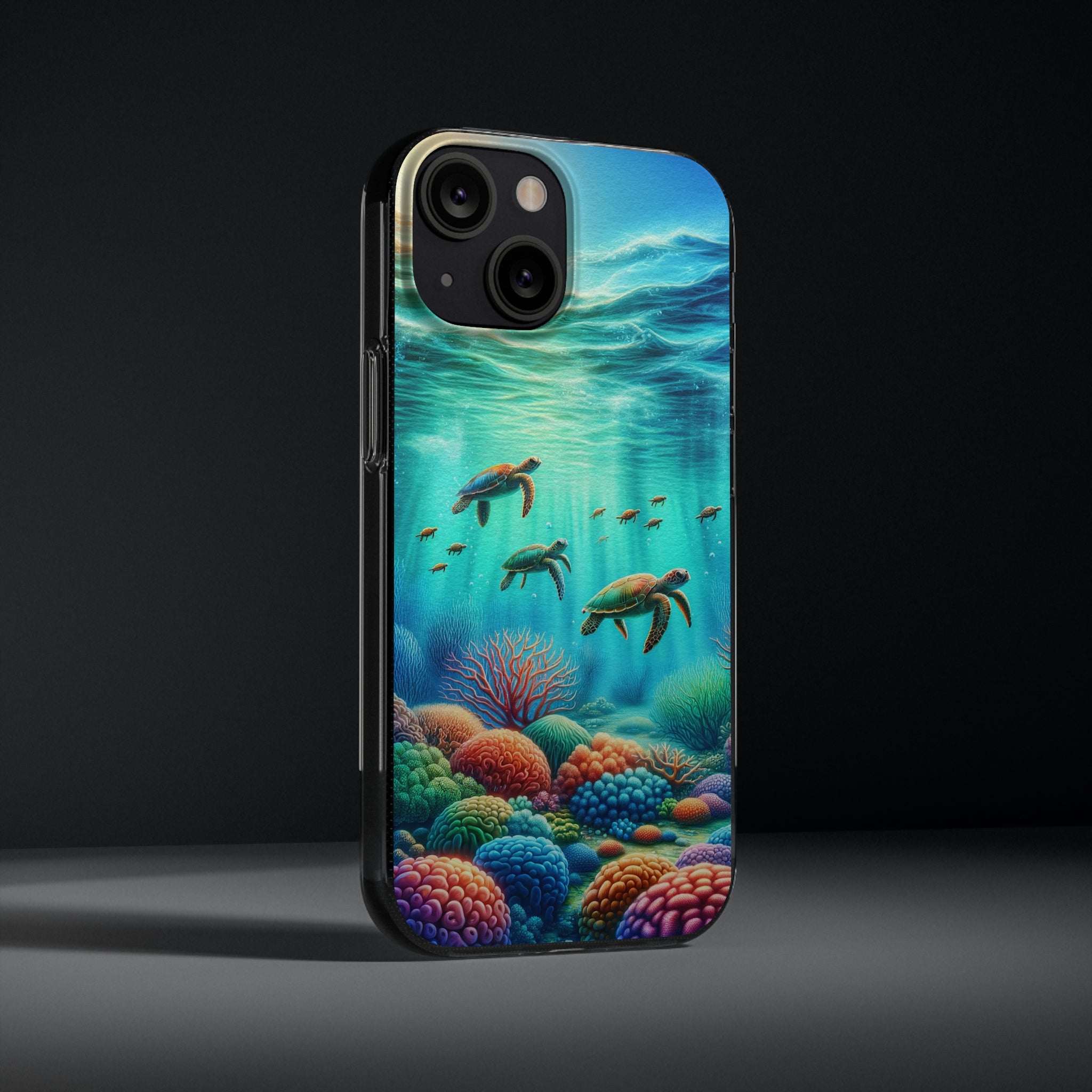 Turtles and coral reef - Soft Phone Case