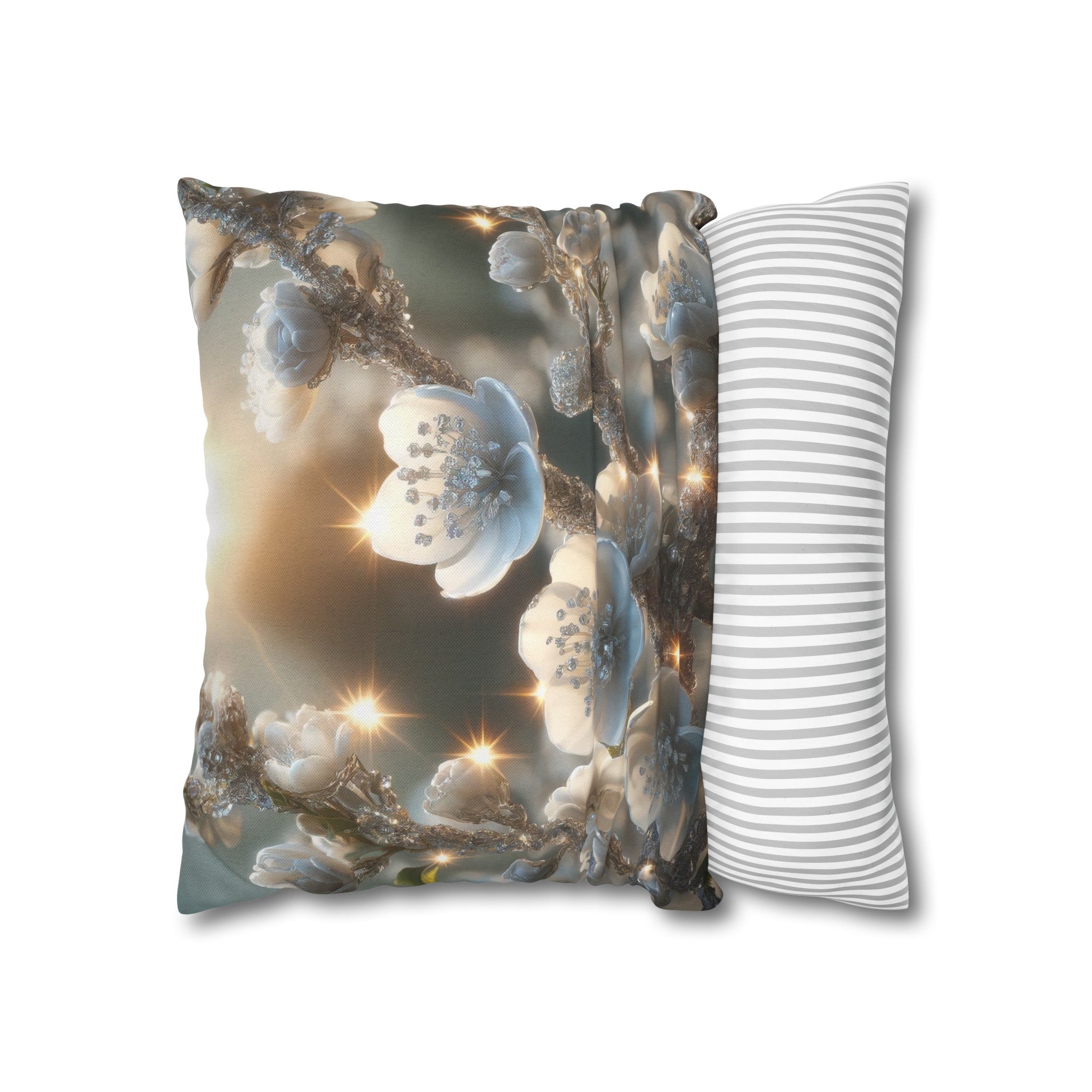 White diamond flowers (1) - Polyester Square Pillowcase