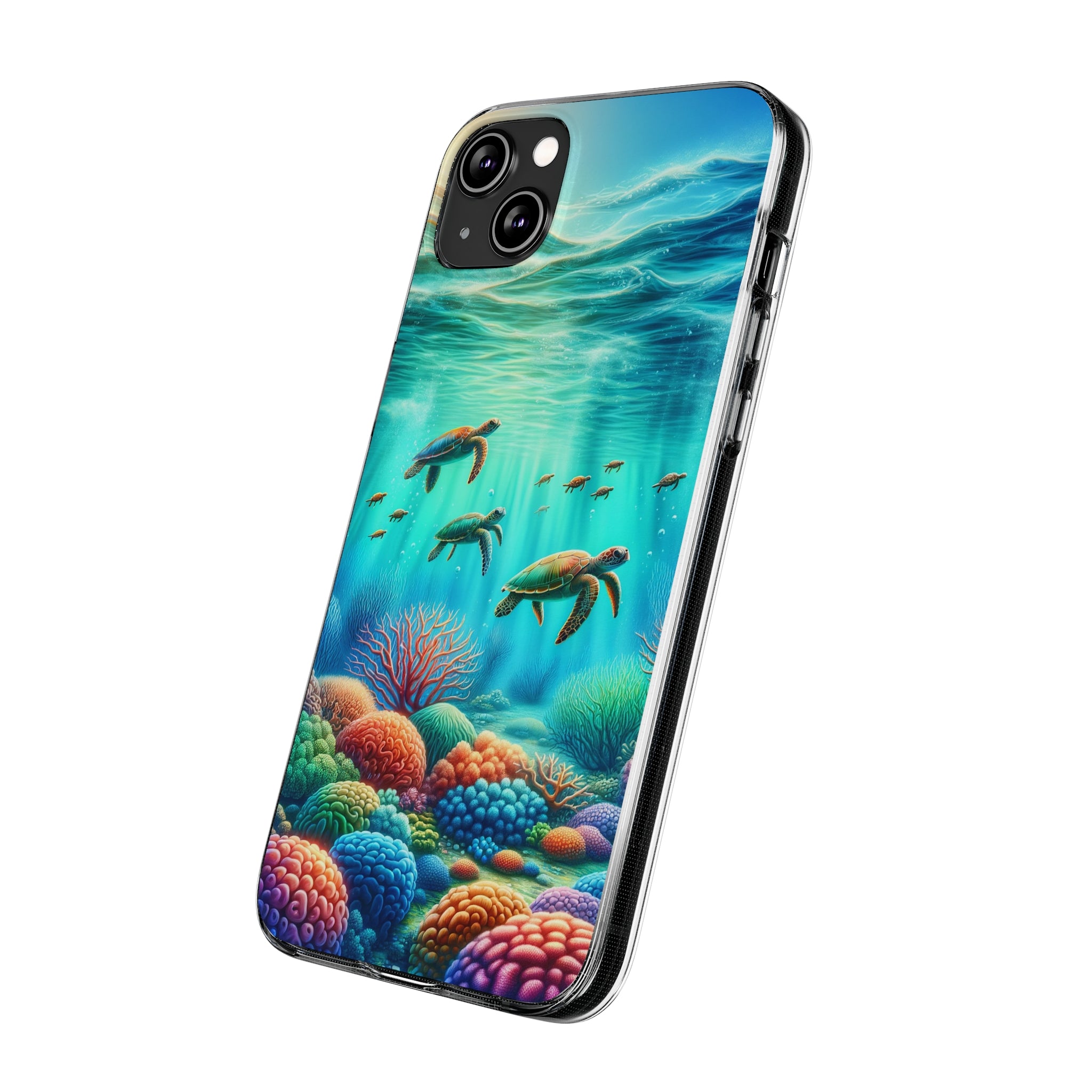 Turtles and coral reef - Soft Phone Case