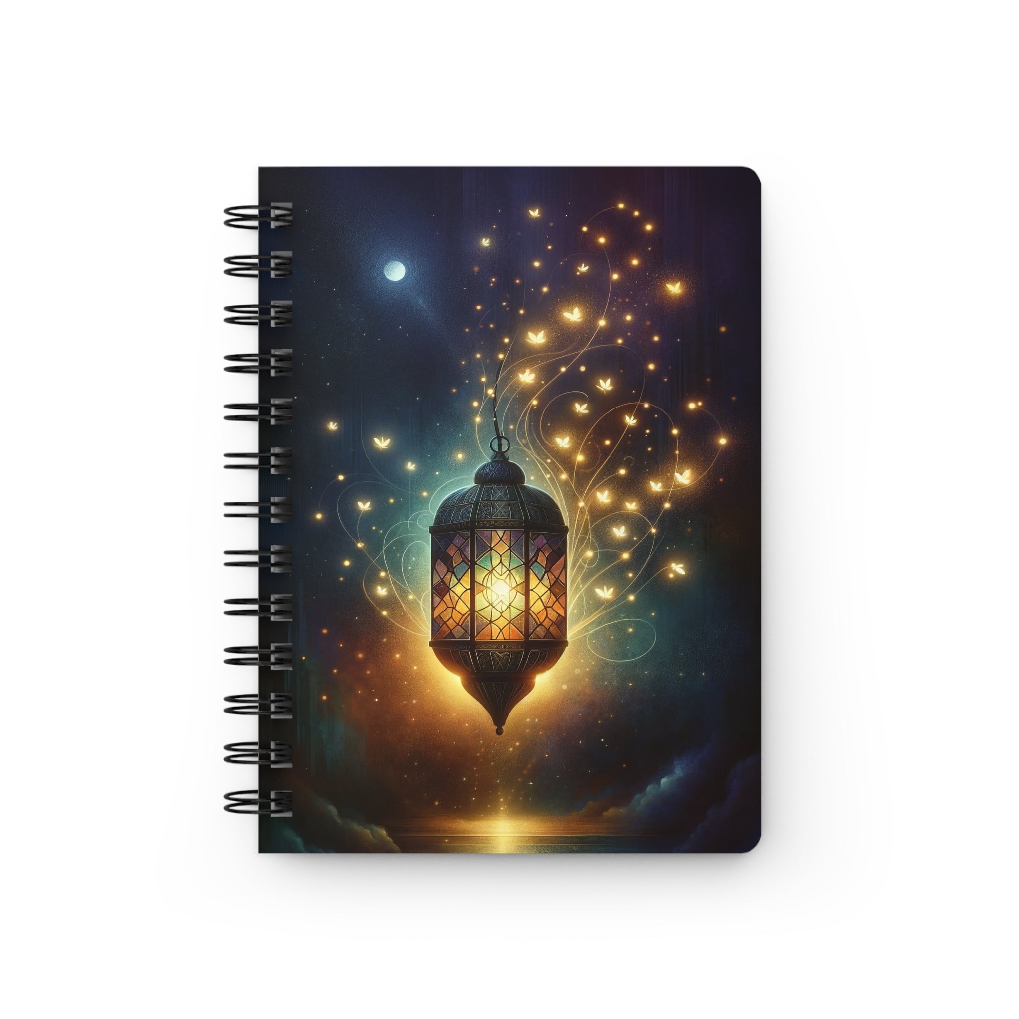 Lamp with fireflies - Spiral Notebook