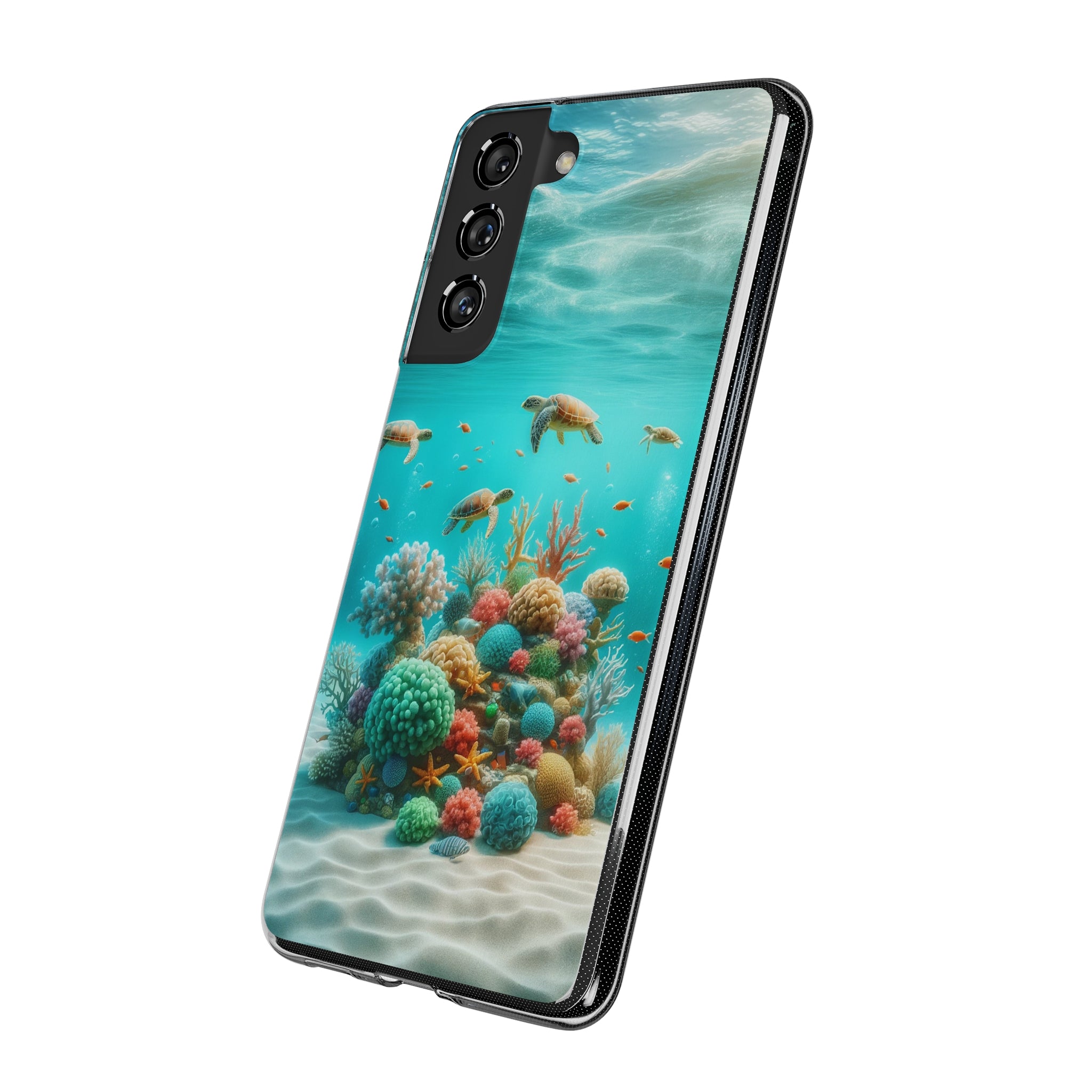 Turtles on coral reef - Soft Phone Case