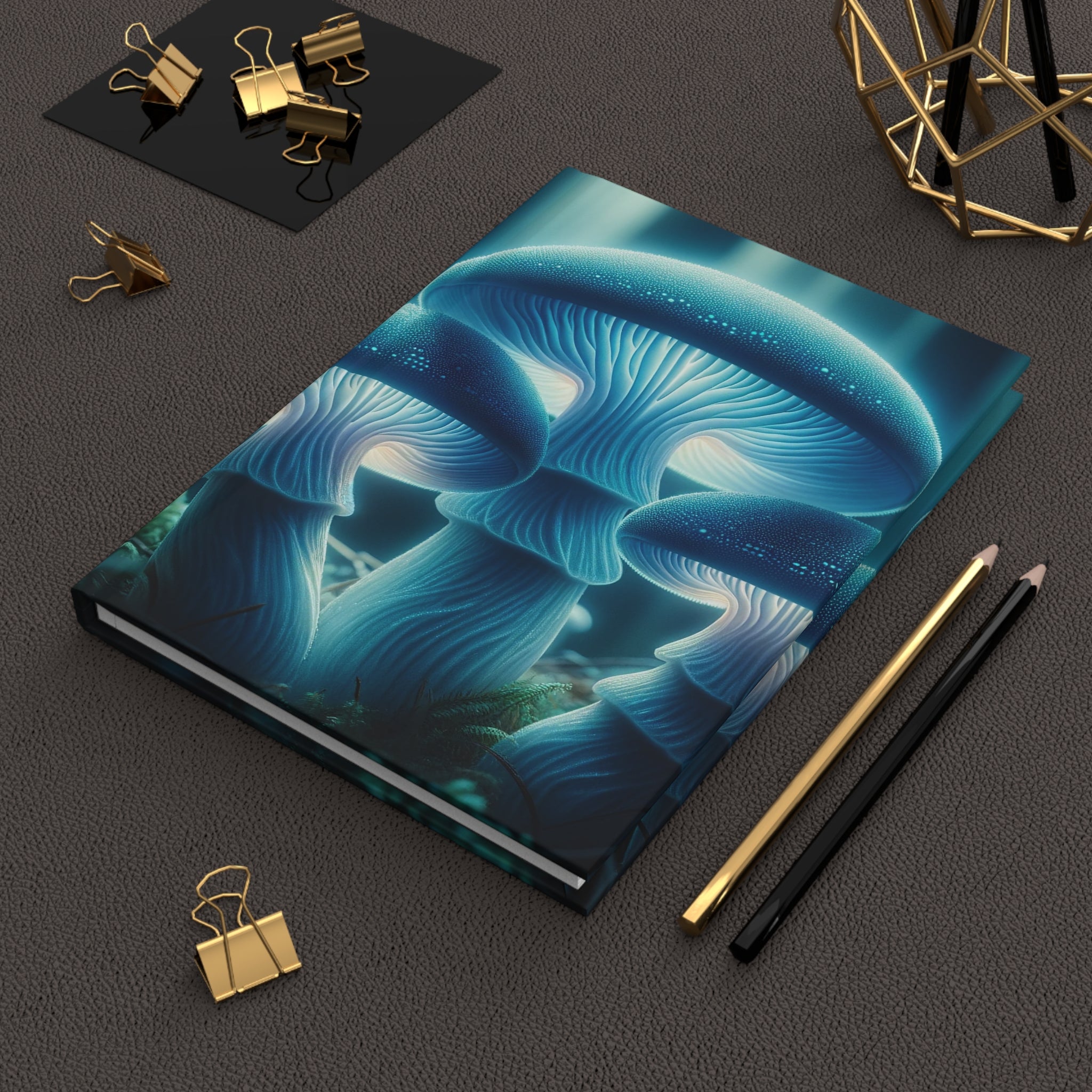 Blue Mushrooms - Hardcover Notebook