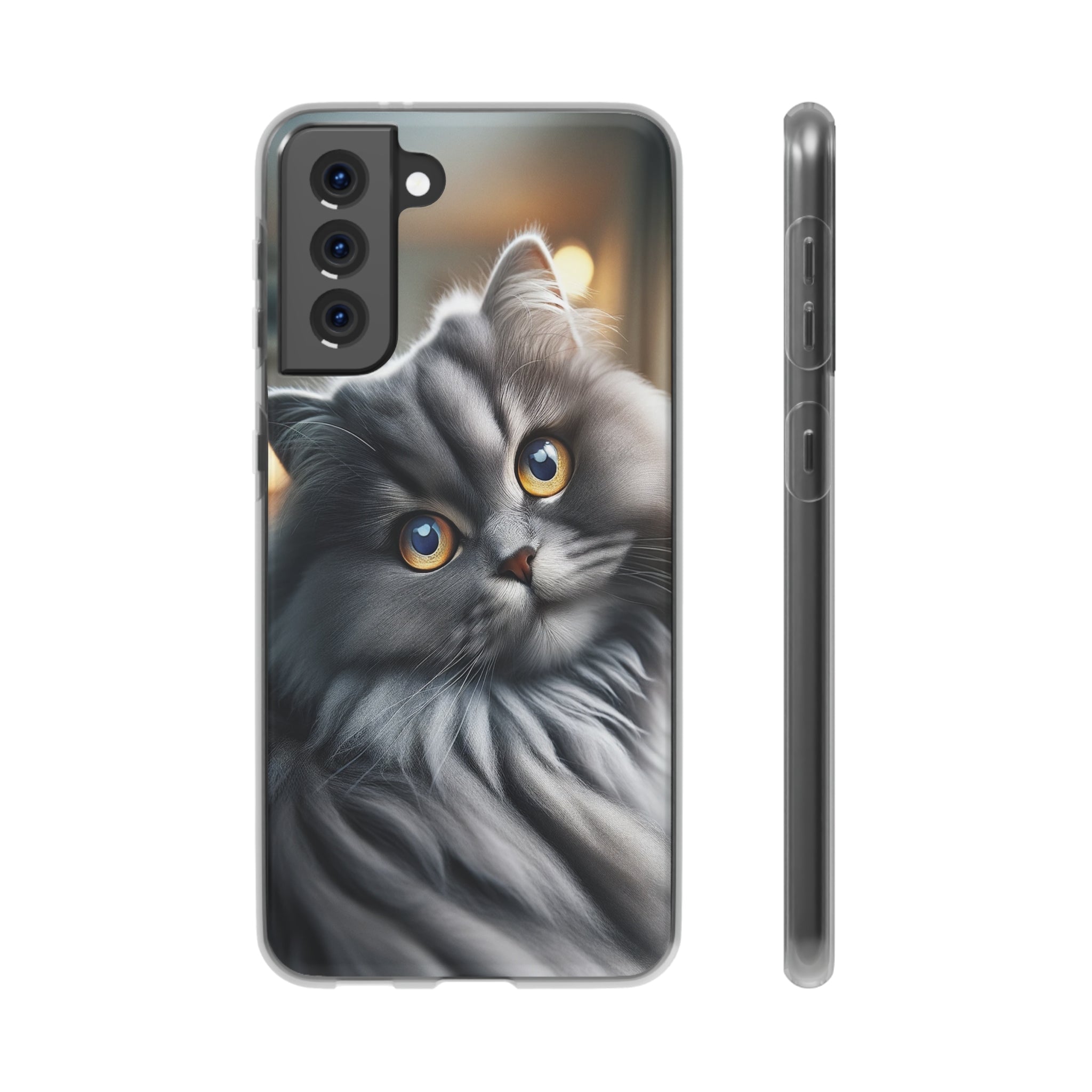 Curious, grey cat - Flexi Case (Samsung only)