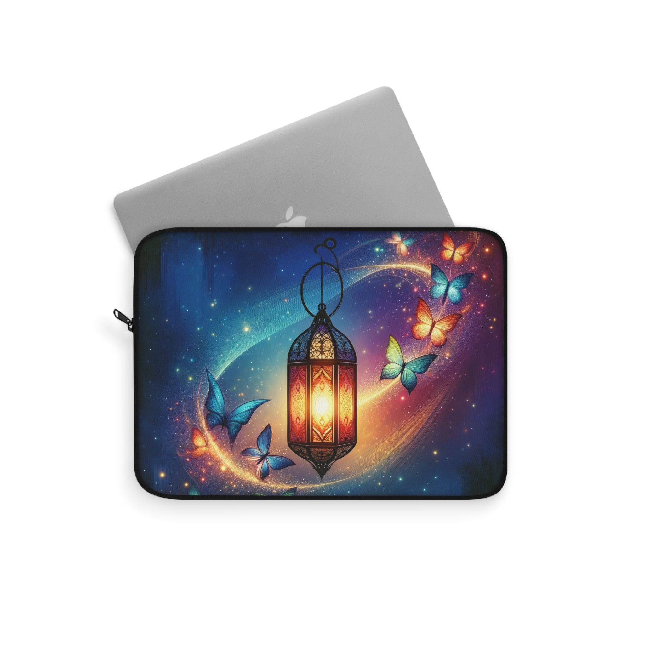 Colourful butterflies around an oil lamp - Laptop Sleeve