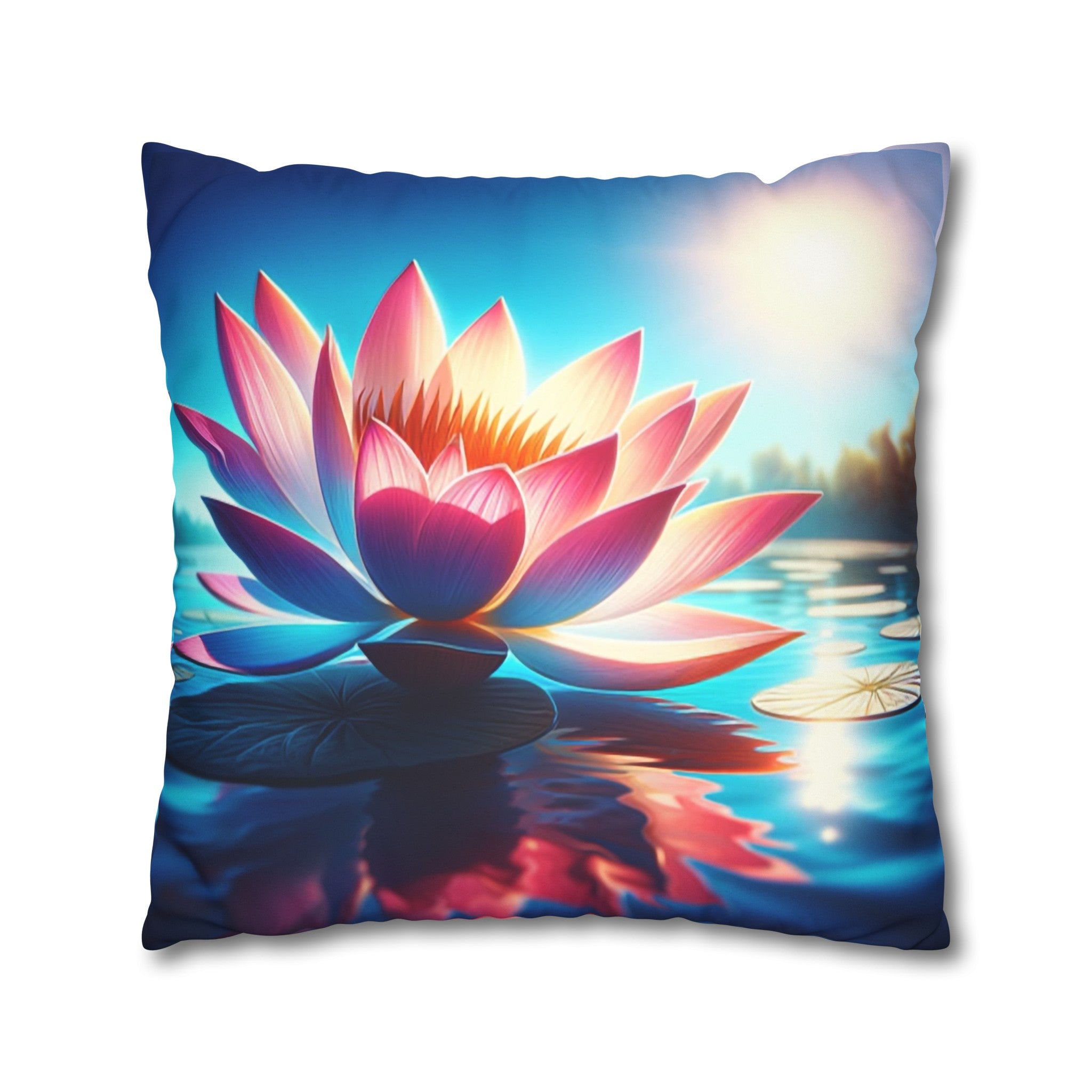 Lotus Flower (2) - Suede Square Pillowcase