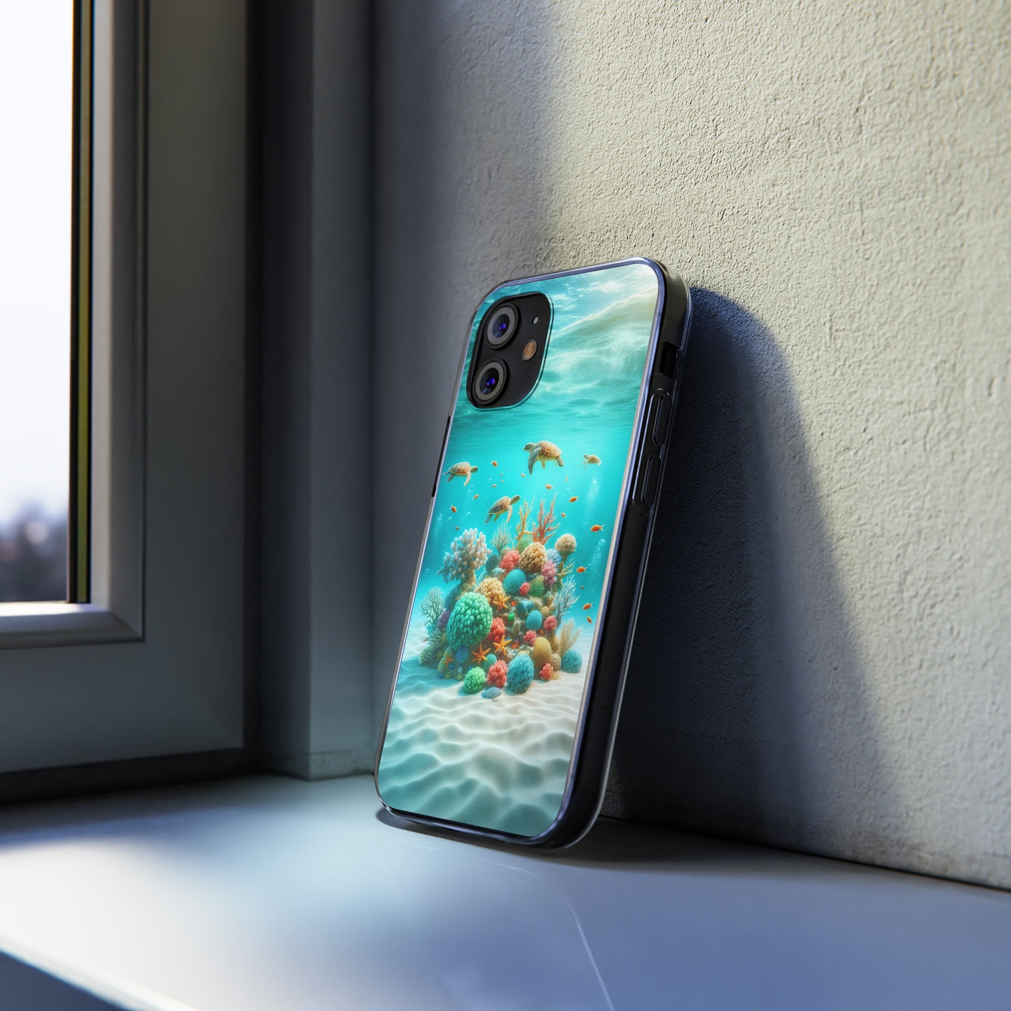 Turtles on coral reef - Soft Phone Case