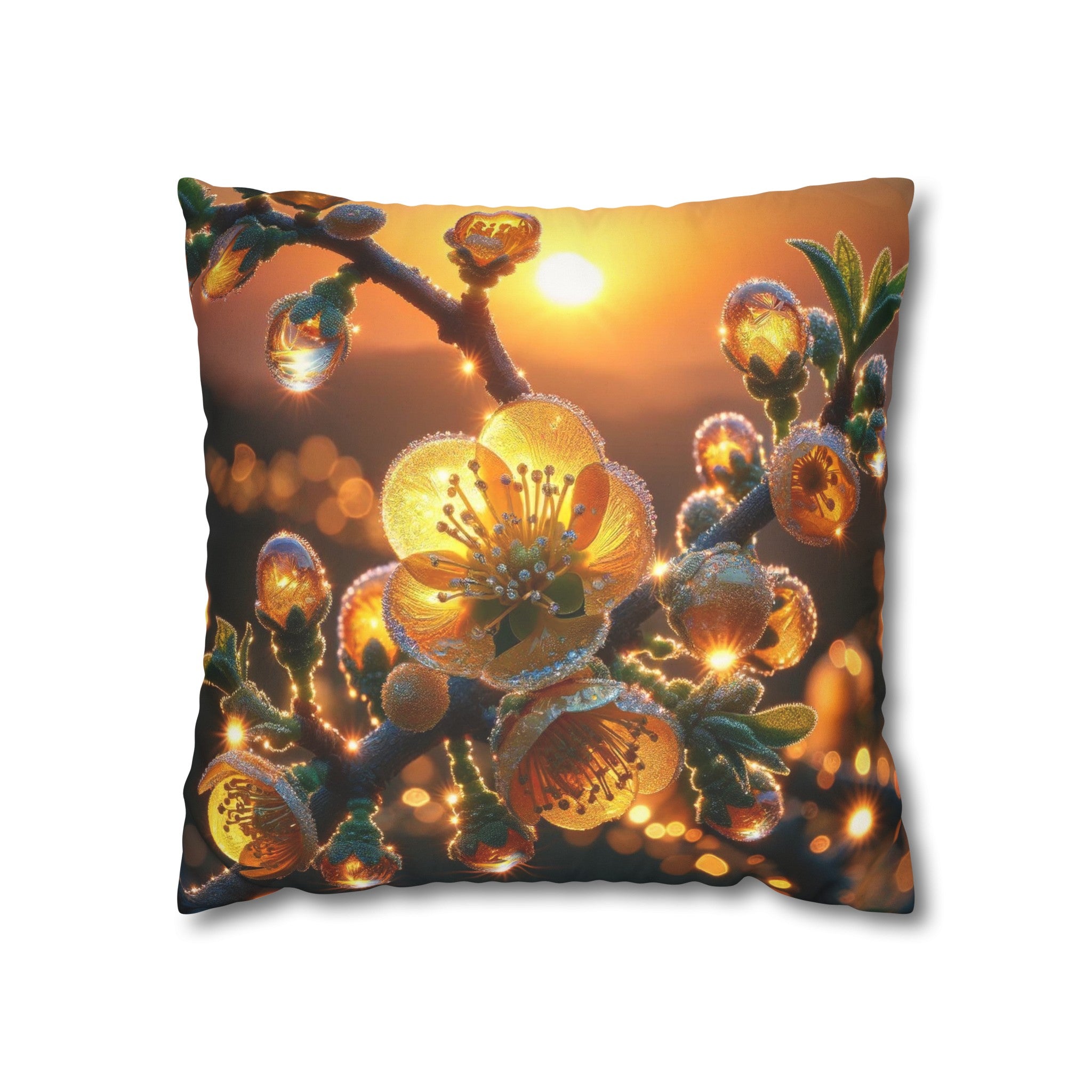 Yellow diamond flowers (2) - Suede Square Pillowcase