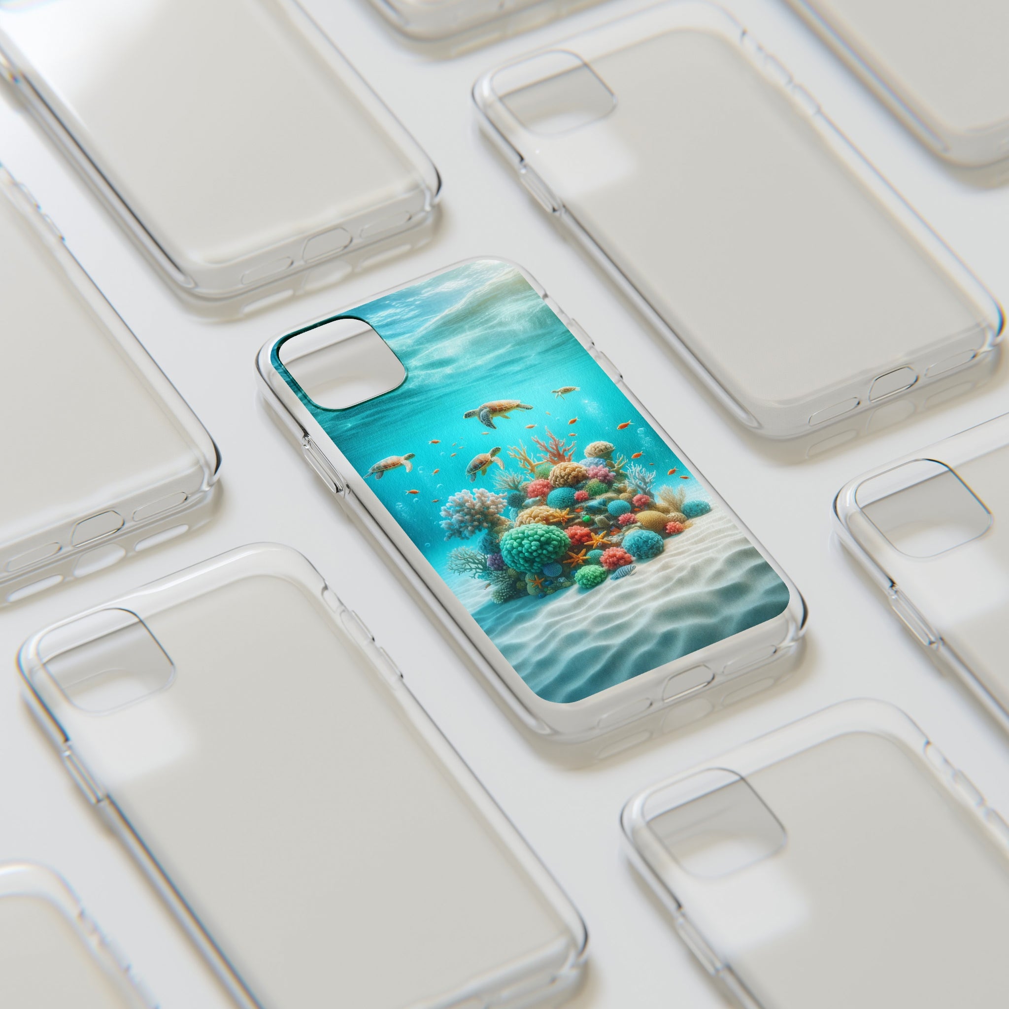 Turtles on coral reef - Soft Phone Case