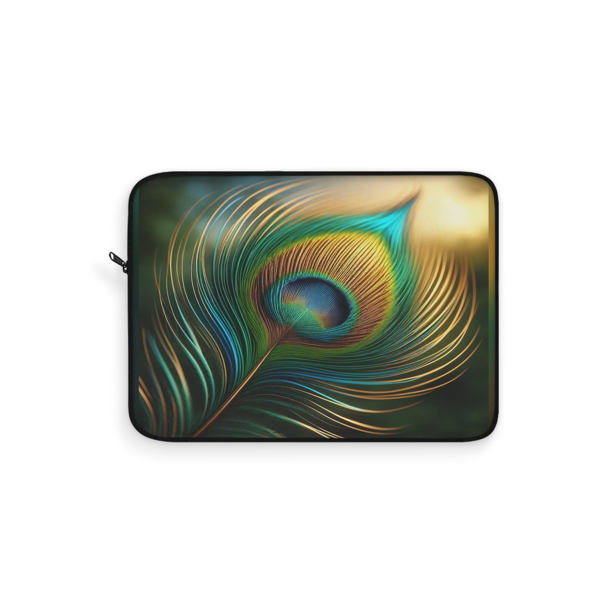 A green-golden peacock feather - Laptop Sleeve