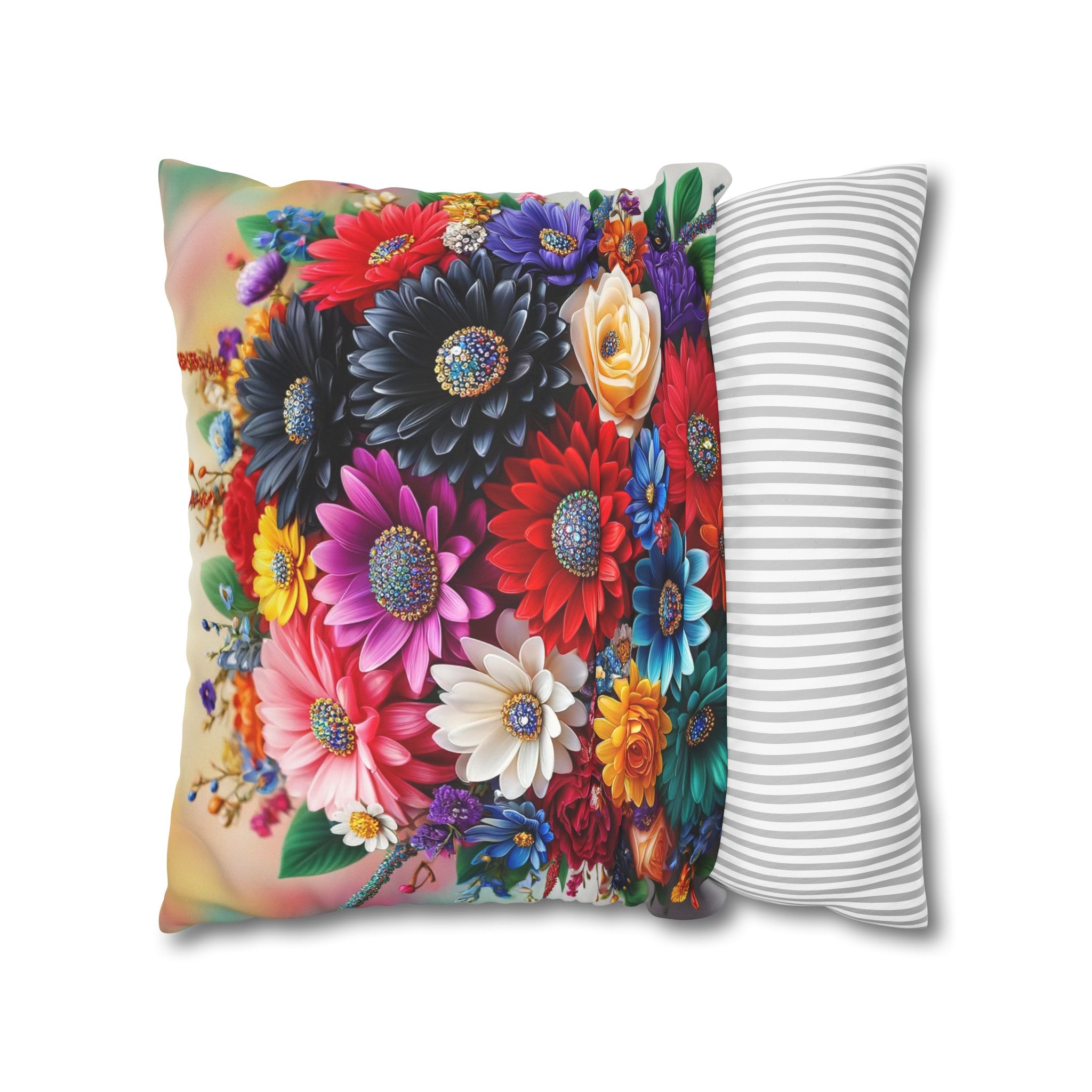 Colourful Bouquet (3) - Suede Square Pillowcase