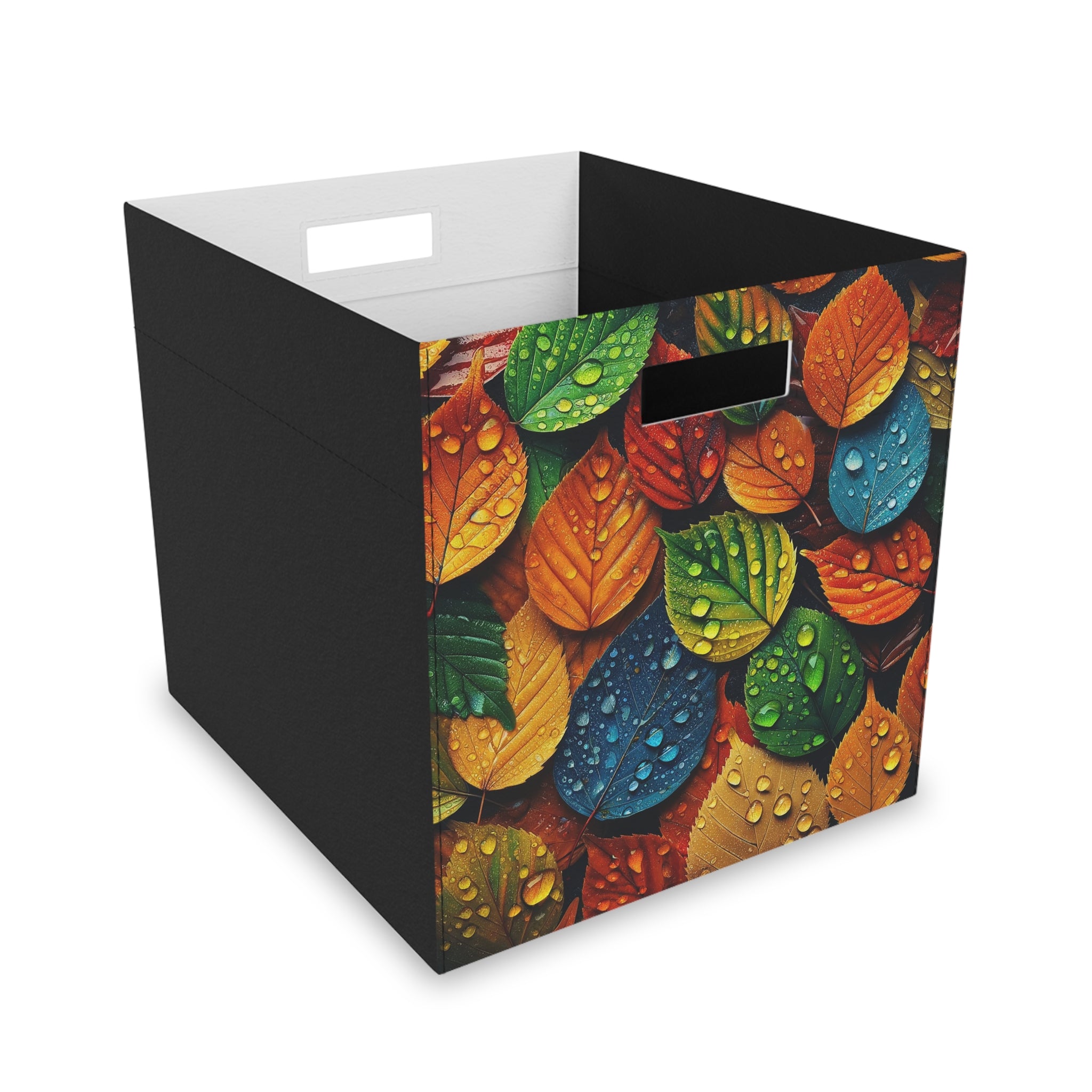 Colourful leaves with raindrops - Storage Box