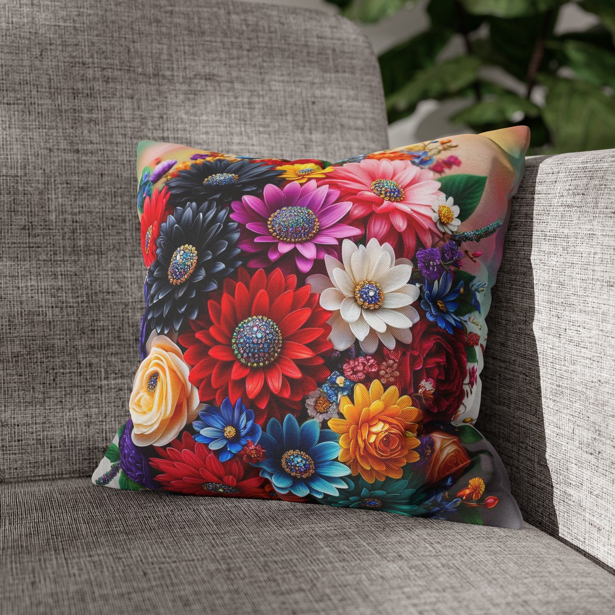 Colourful Bouquet (4) - Polyester Square Pillowcase