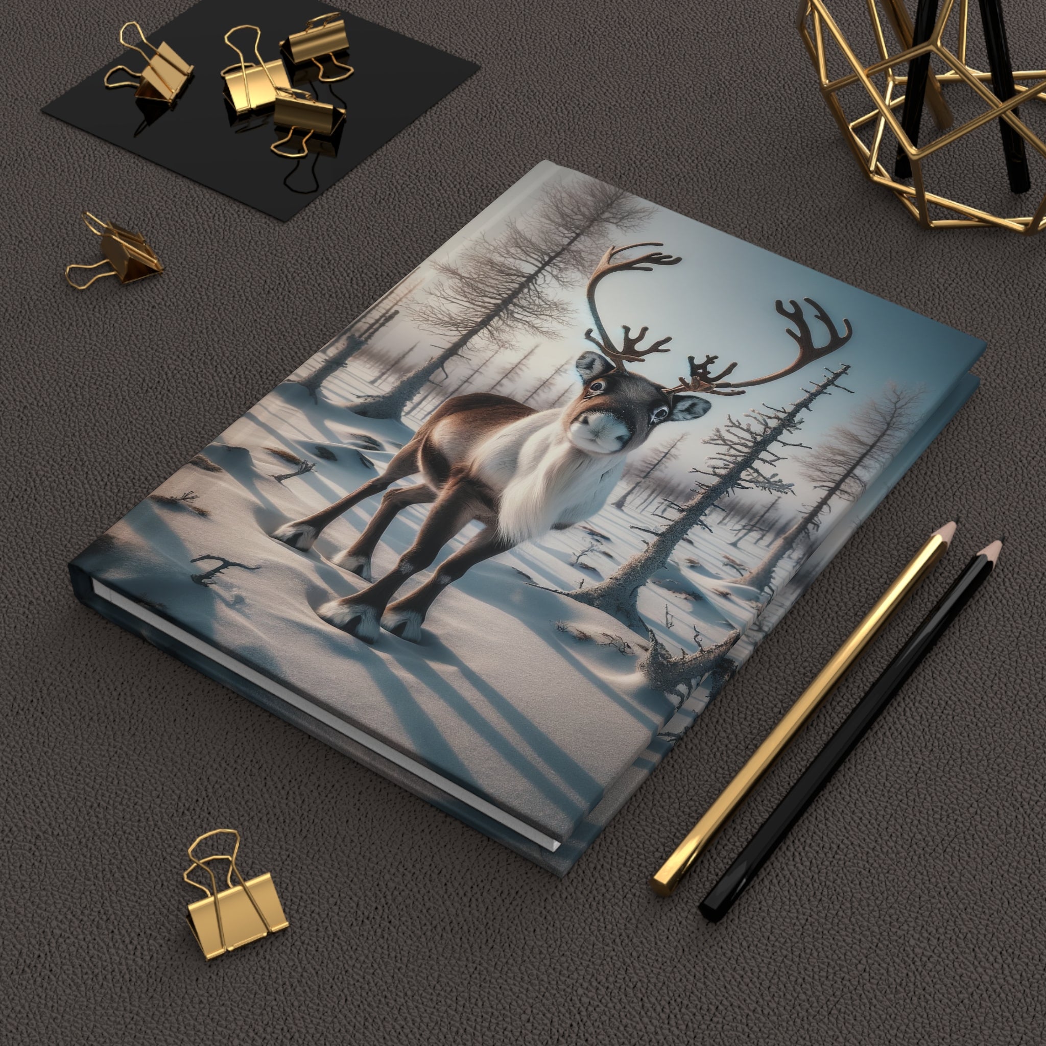 A curious reindeer - Hardcover Notebook