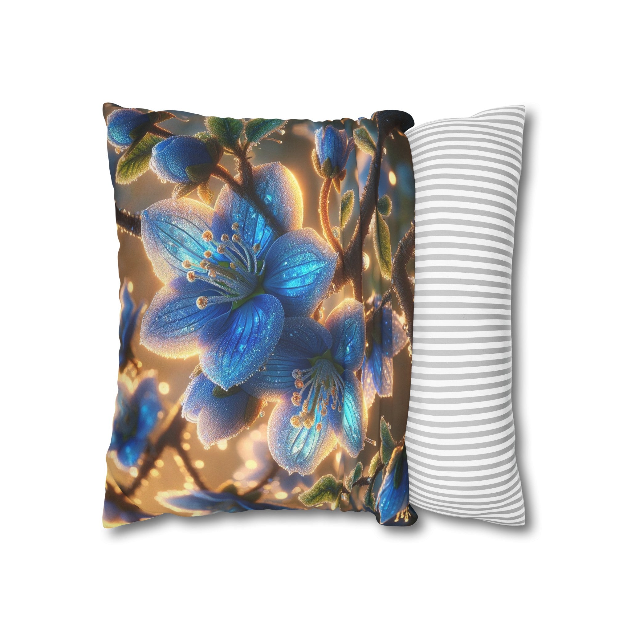 Blue, diamond flowers (3) - Suede Square Pillowcase