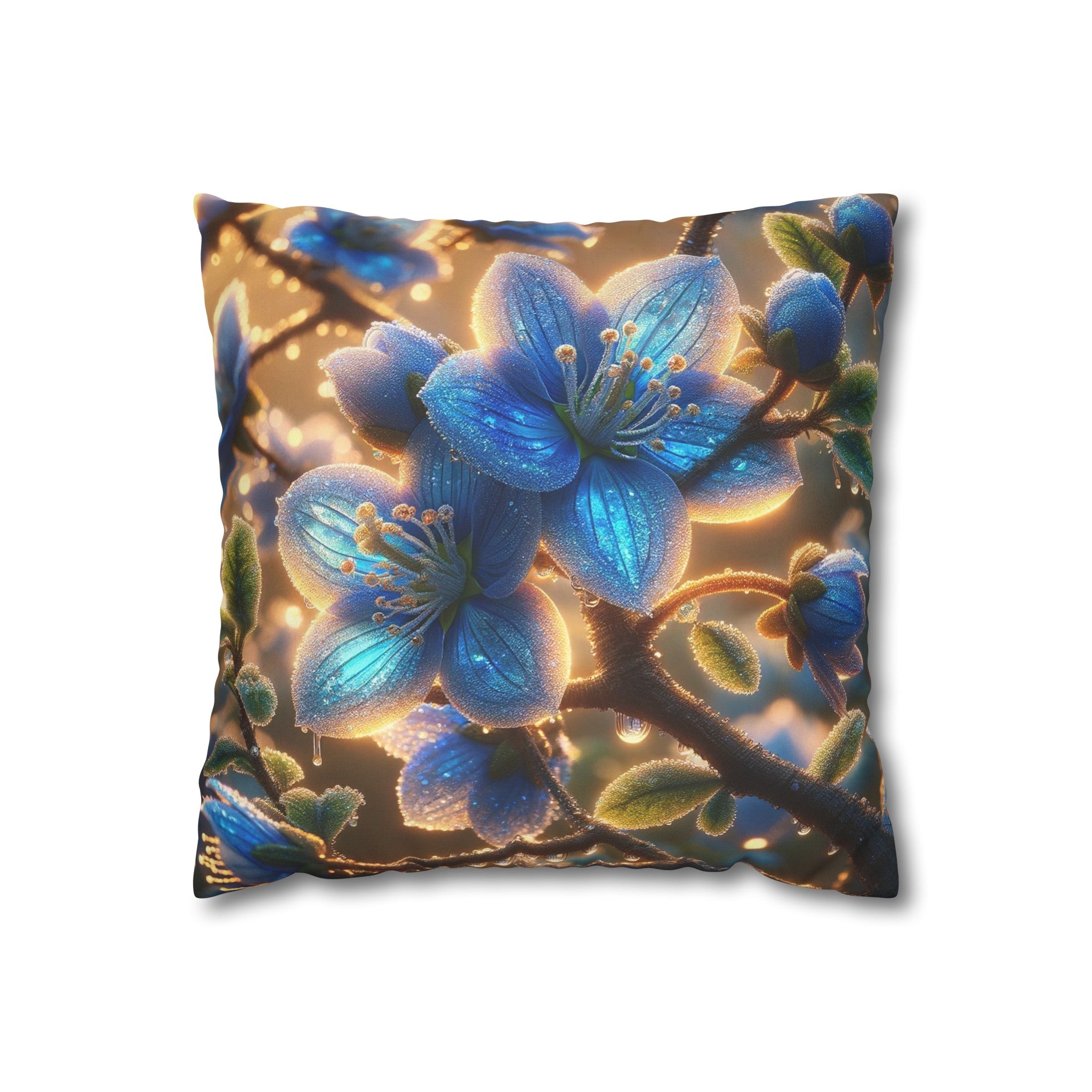 Blue, diamond flowers (3) - Suede Square Pillowcase