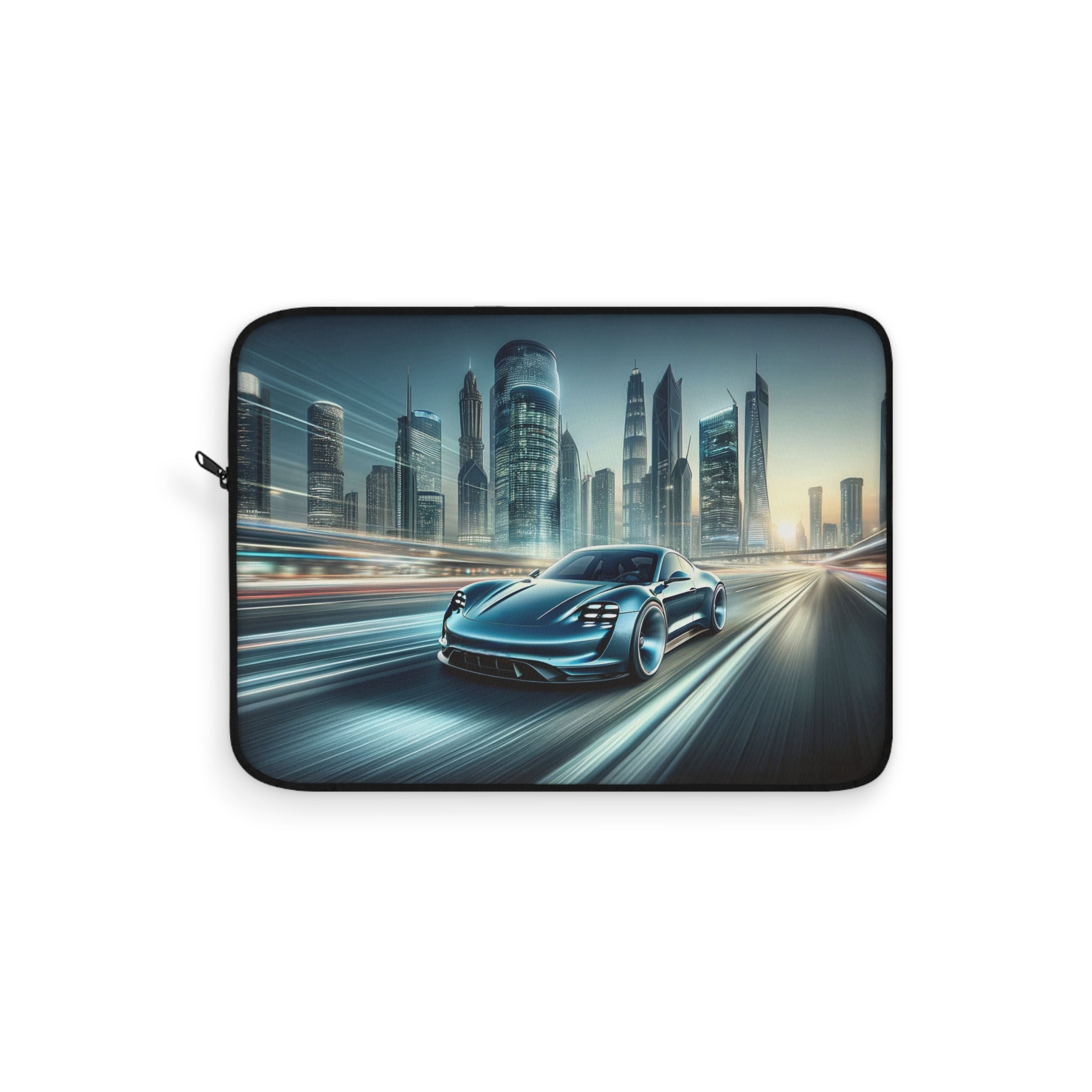 Blue car on the road - Laptop Sleeve