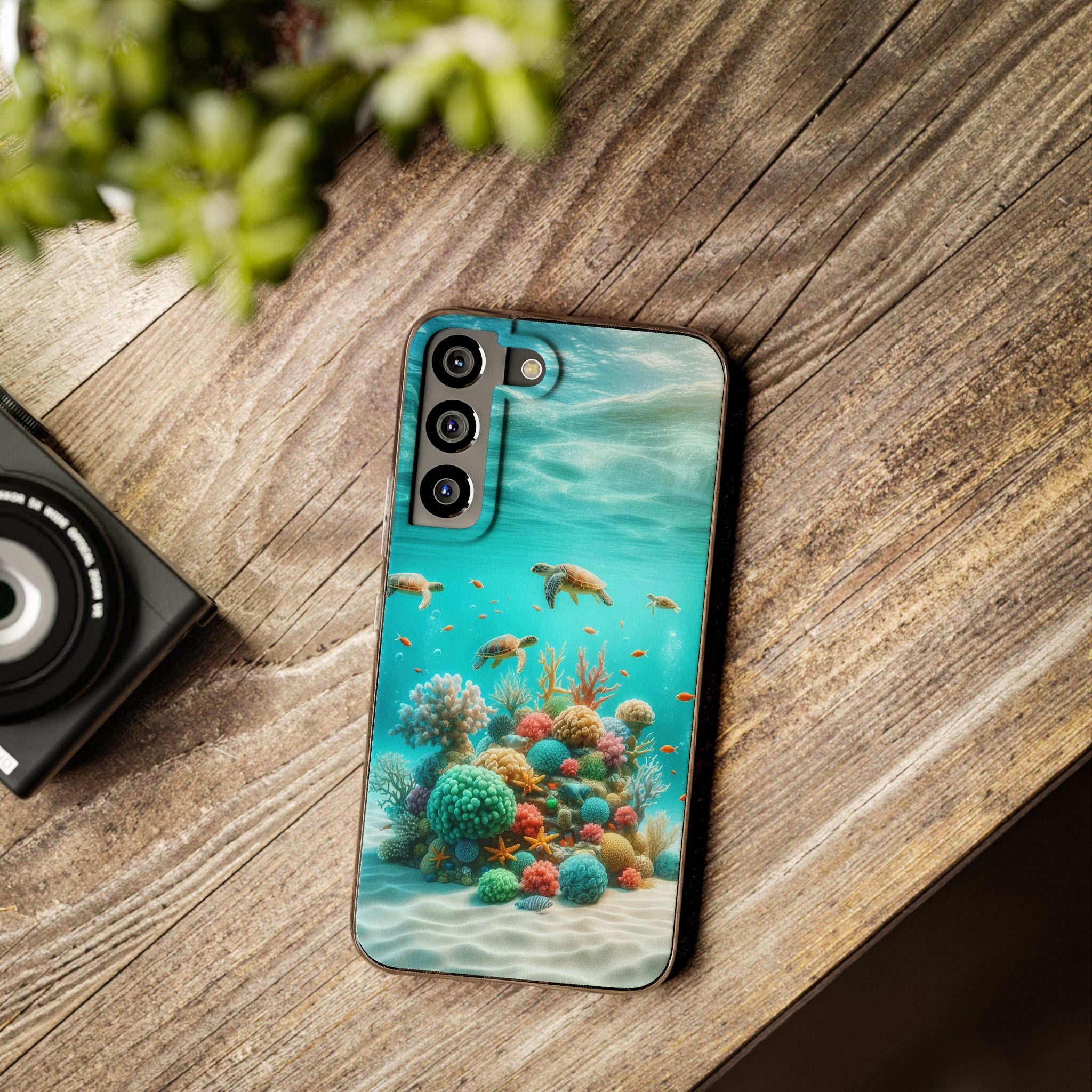 Turtles on coral reef - Soft Phone Case