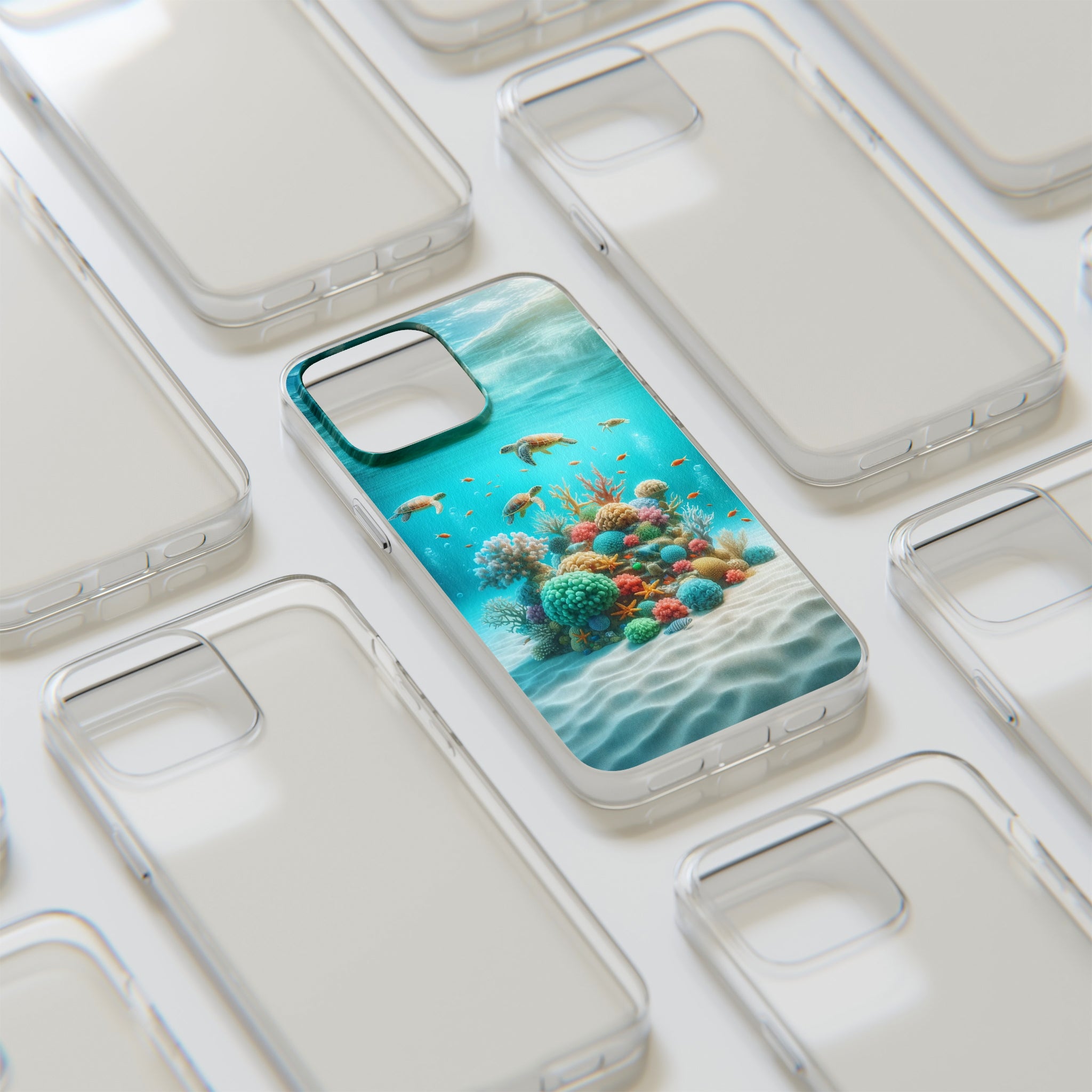 Turtles on coral reef - Soft Phone Case