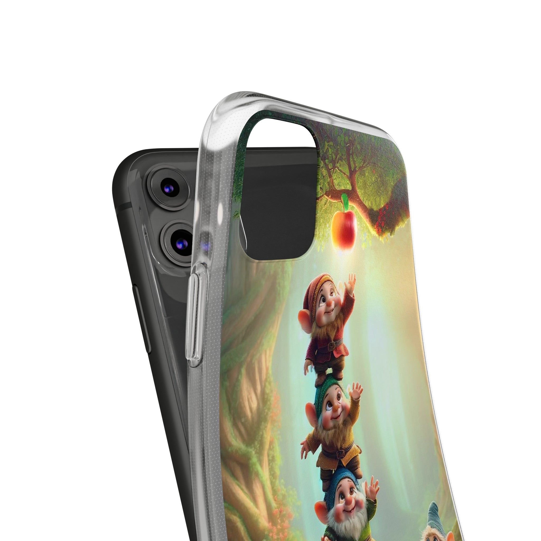 Gnomes reaching an apple - Soft Phone Case