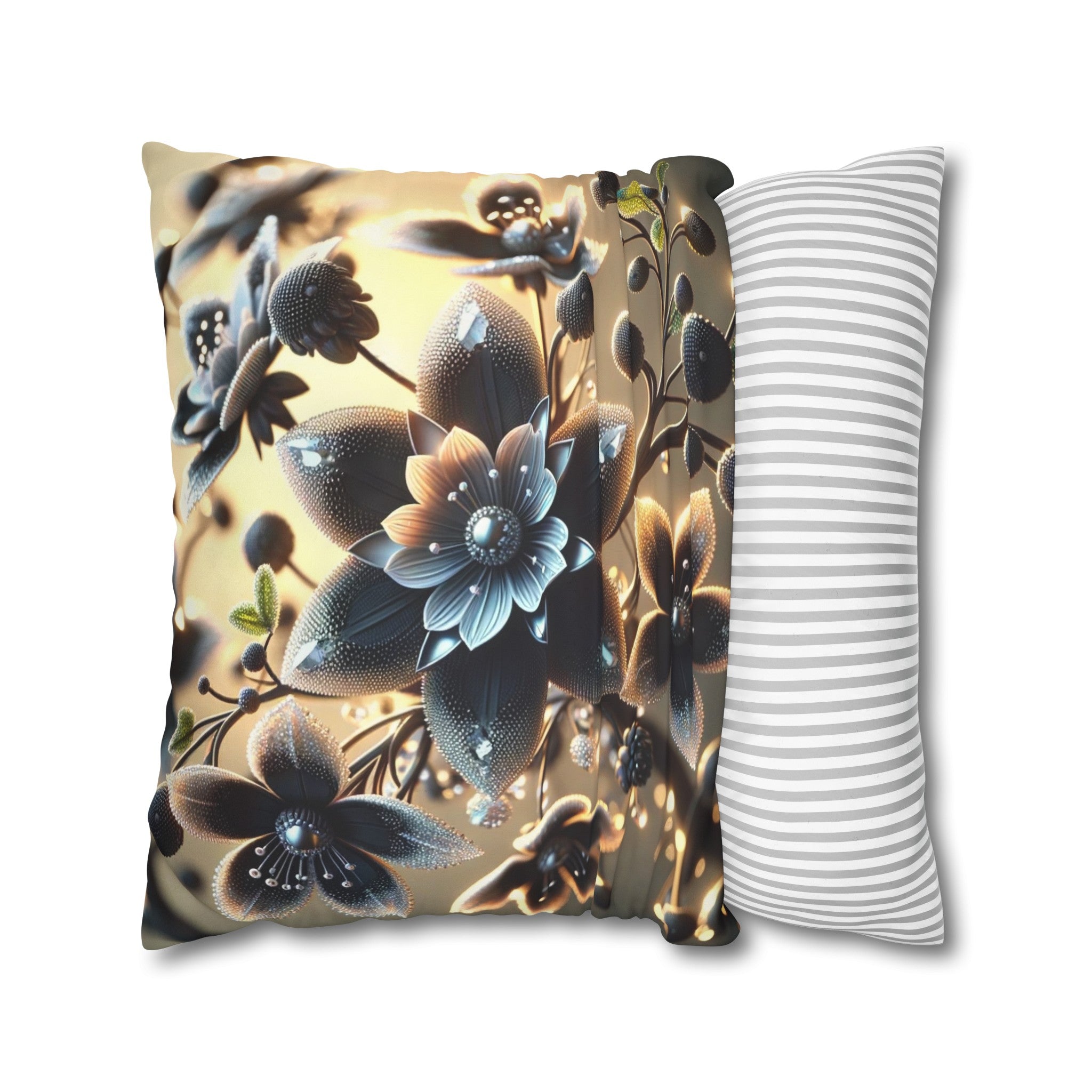 Black diamond flowers (4) - Suede Square Pillowcase