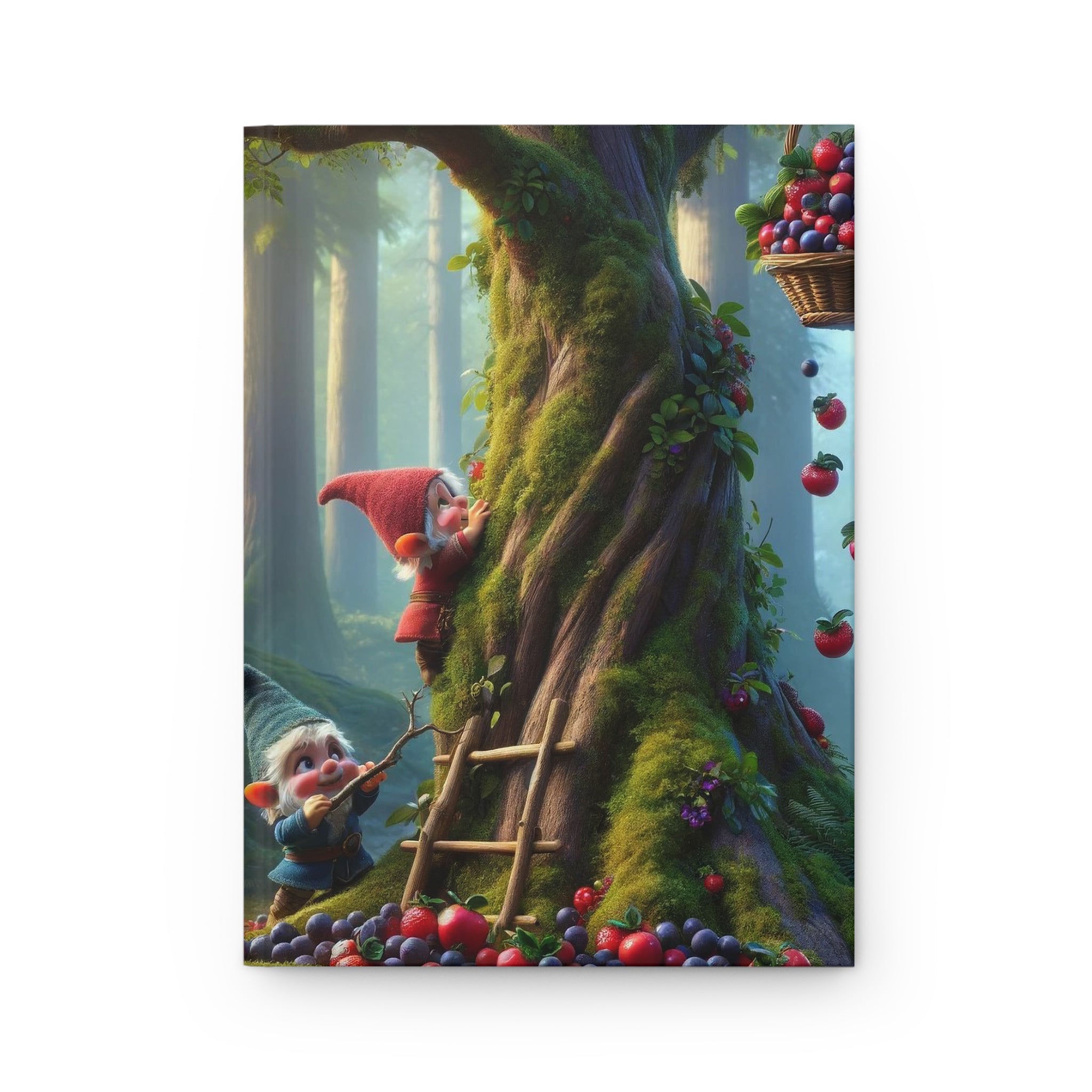 Gnomes climbing a tree - Hardcover Notebook