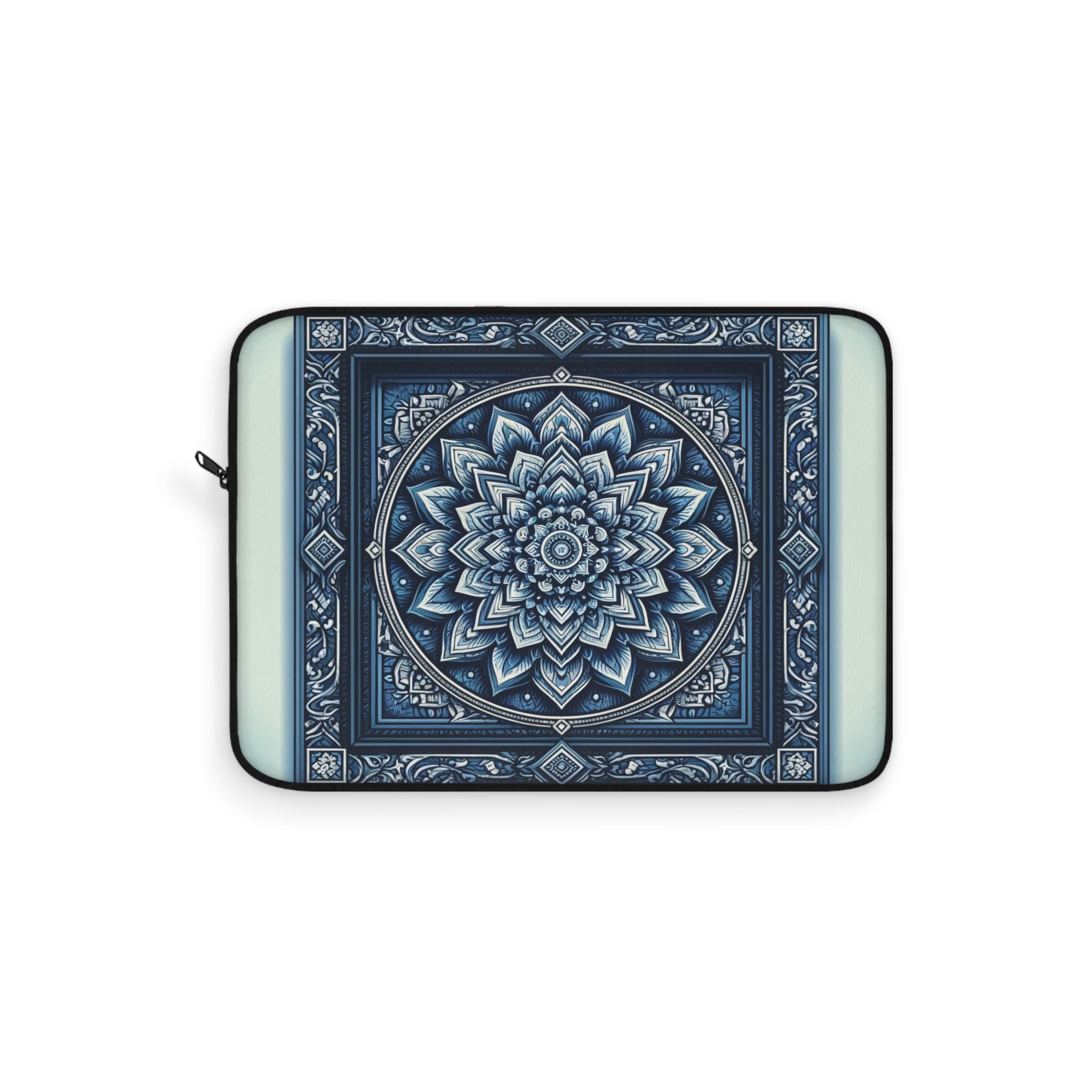 Square, blue and white Mandala - Laptop Sleeve