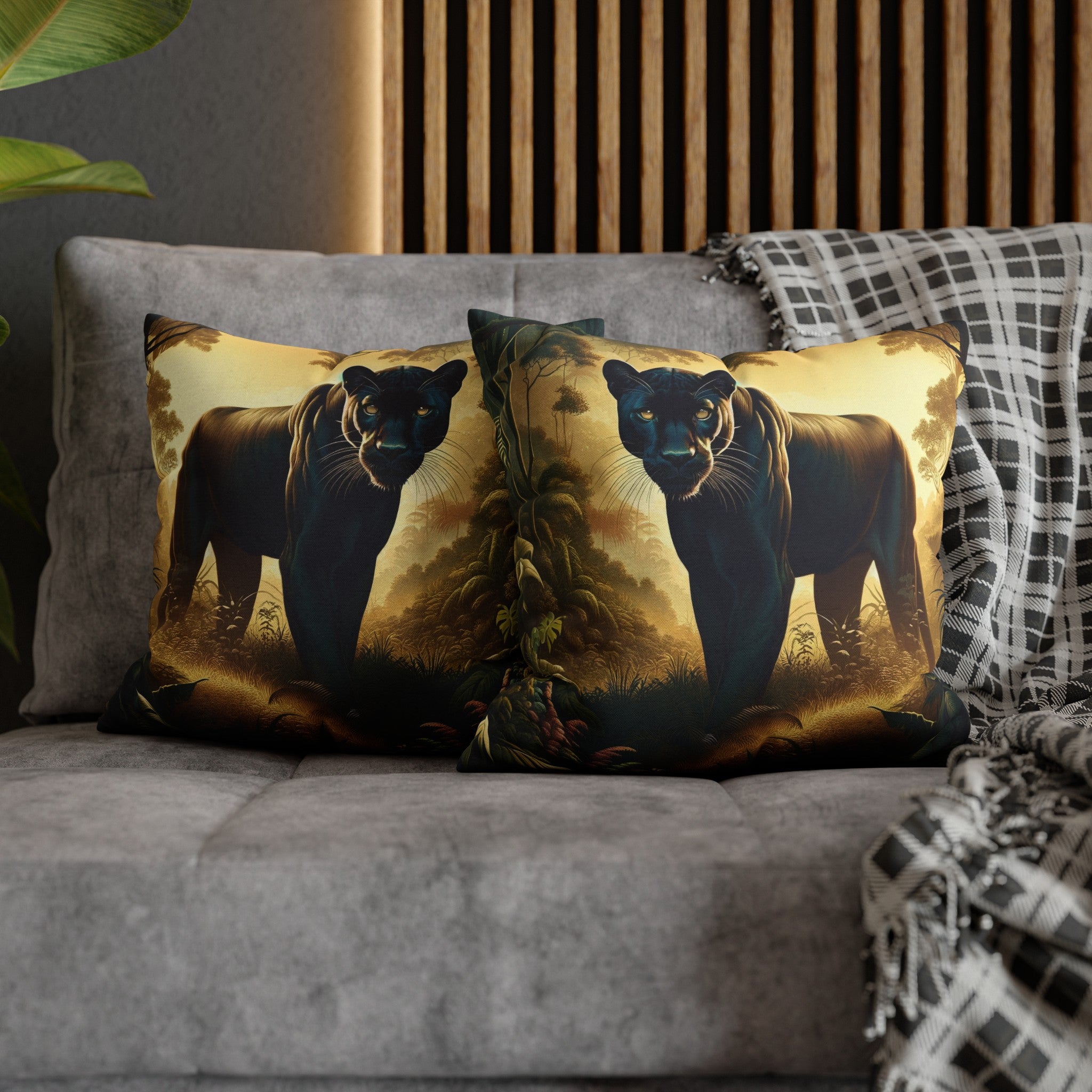 A Tiger walking in the jungle - Spun Polyester Square Pillowcase