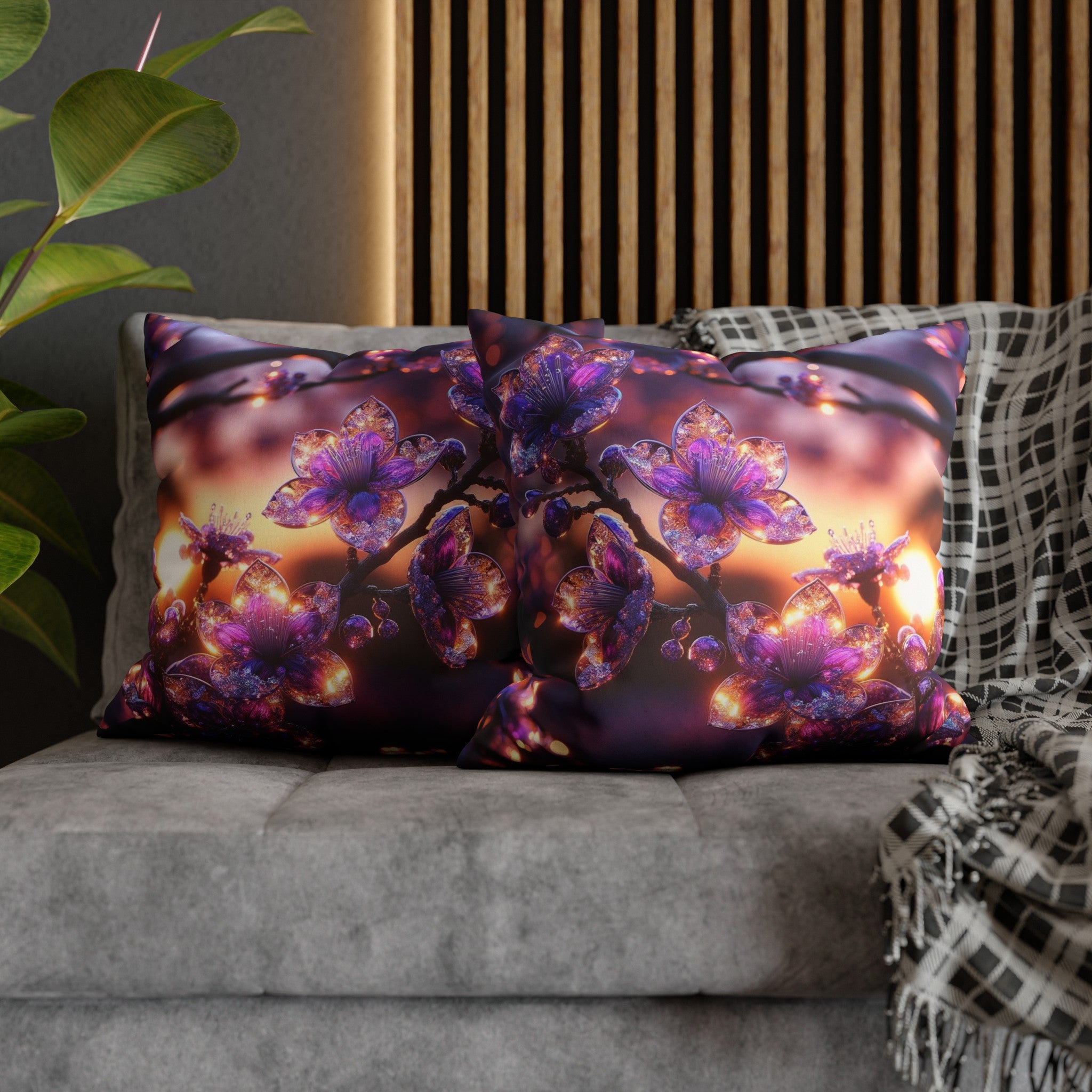 Purple diamond flowers (4) - Suede Square Pillowcase