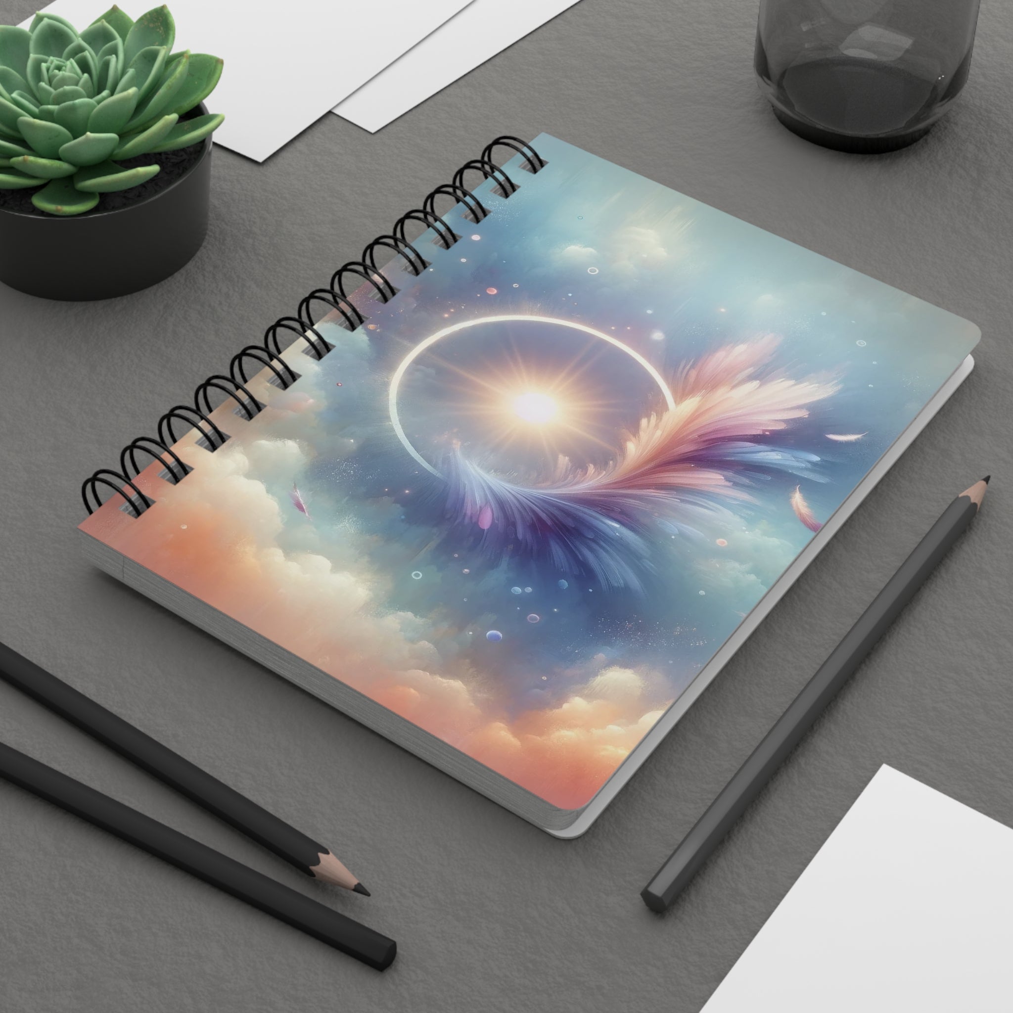 A feather in a circle - Spiral Notebook