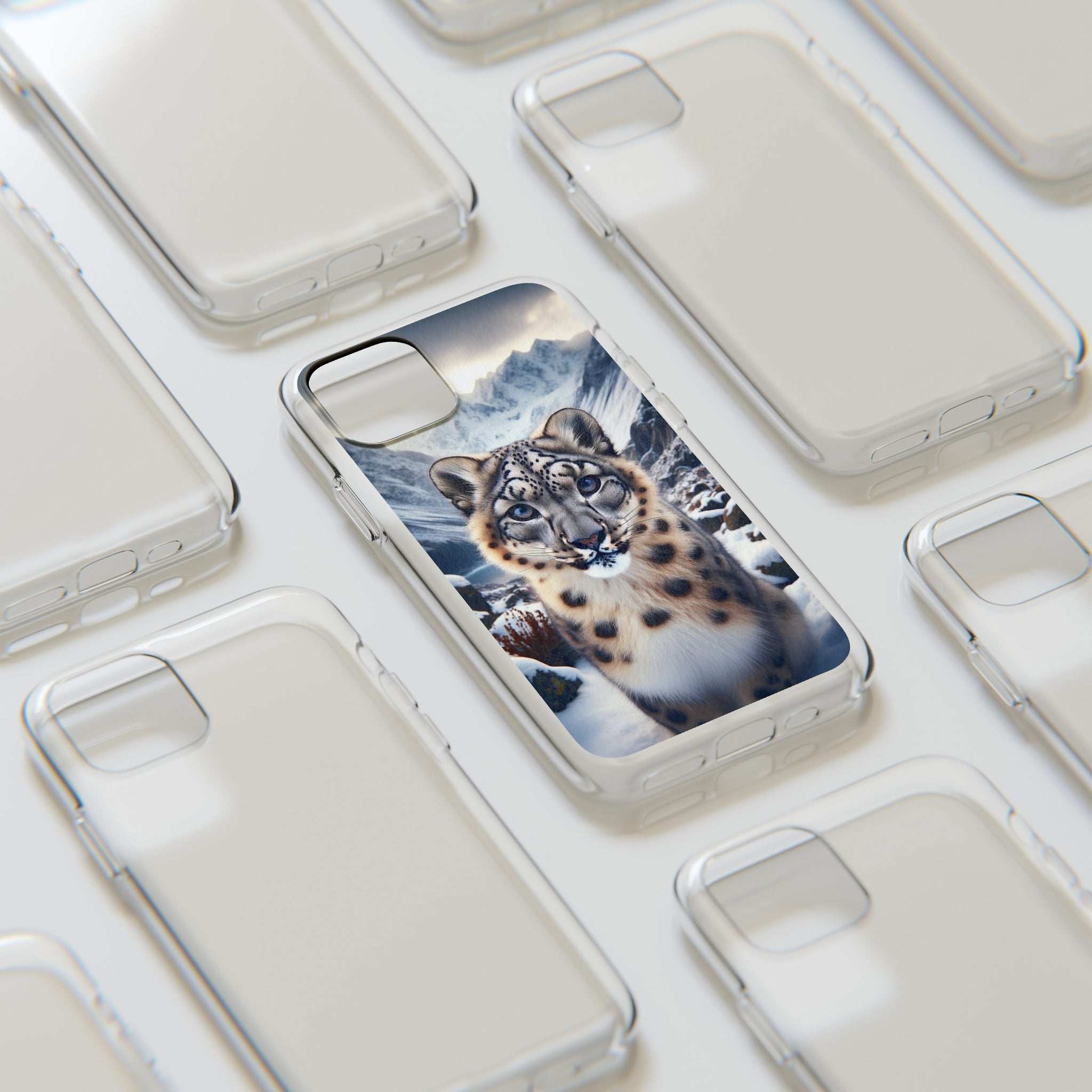 Curious Snow Leopard - Soft Phone Case