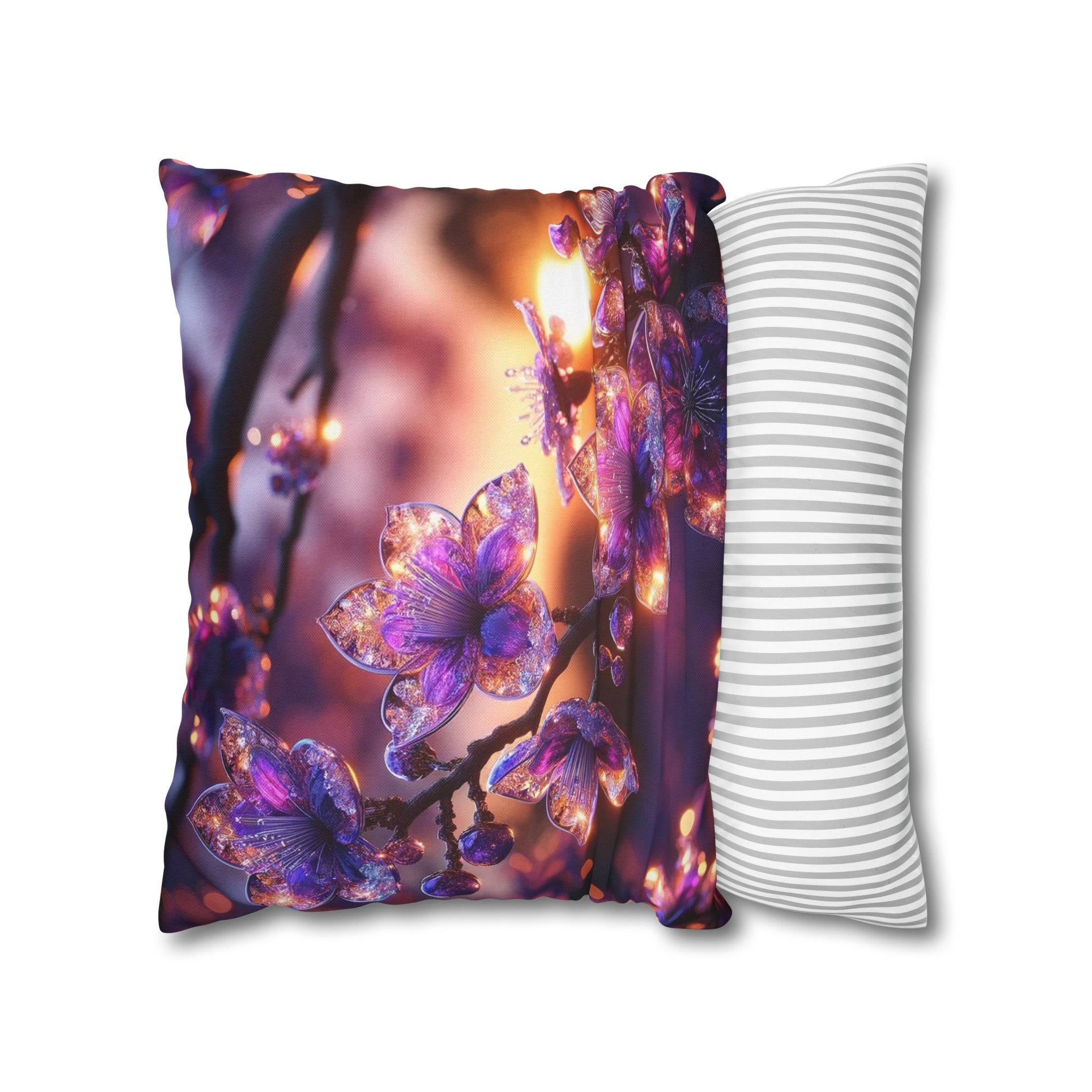 Purple diamond flowers (4) - Polyester Square Pillowcase