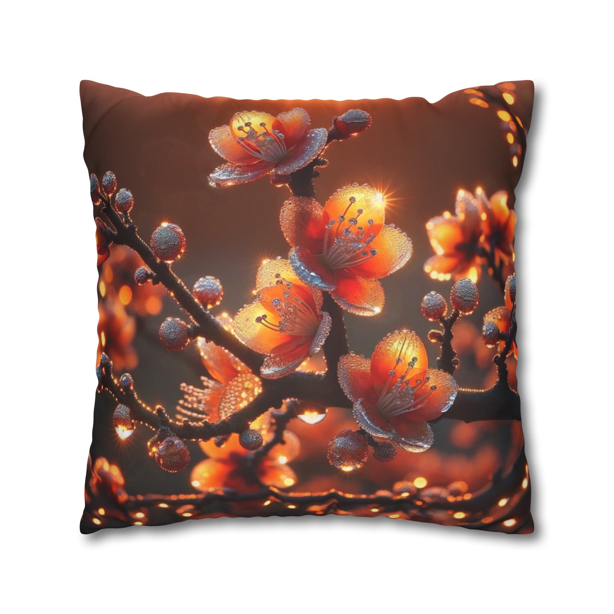 Orange diamond flowers (1) - Suede Square Pillowcase