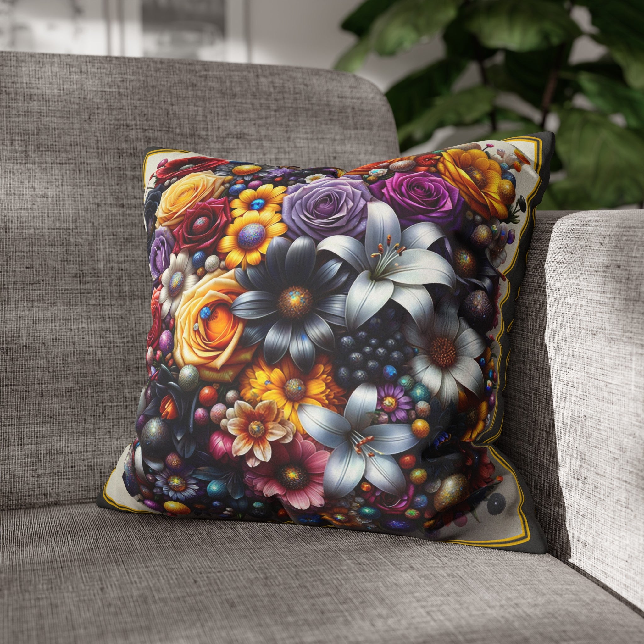 Colourful Bouquet (2) - Suede Square Pillowcase