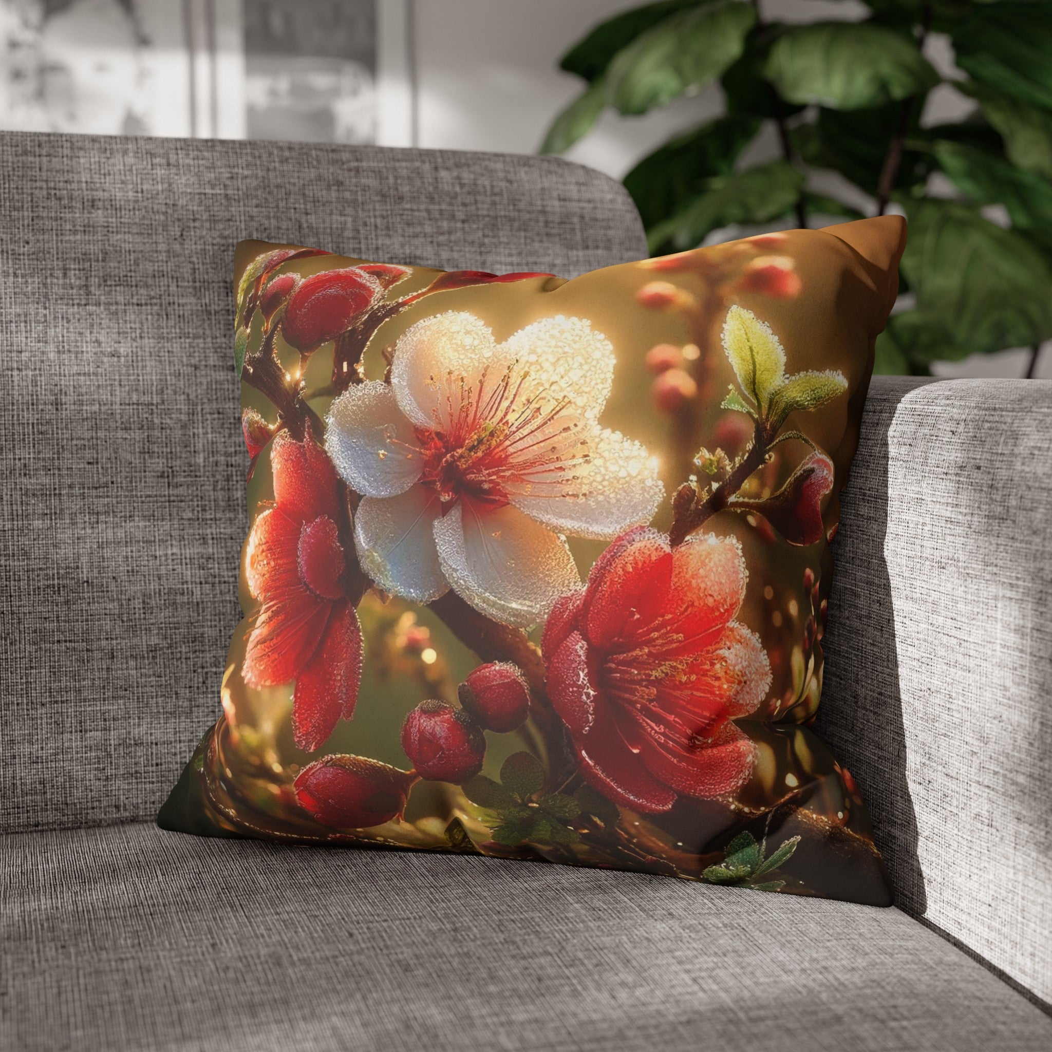 Red diamond flowers (4) - Suede Square Pillowcase