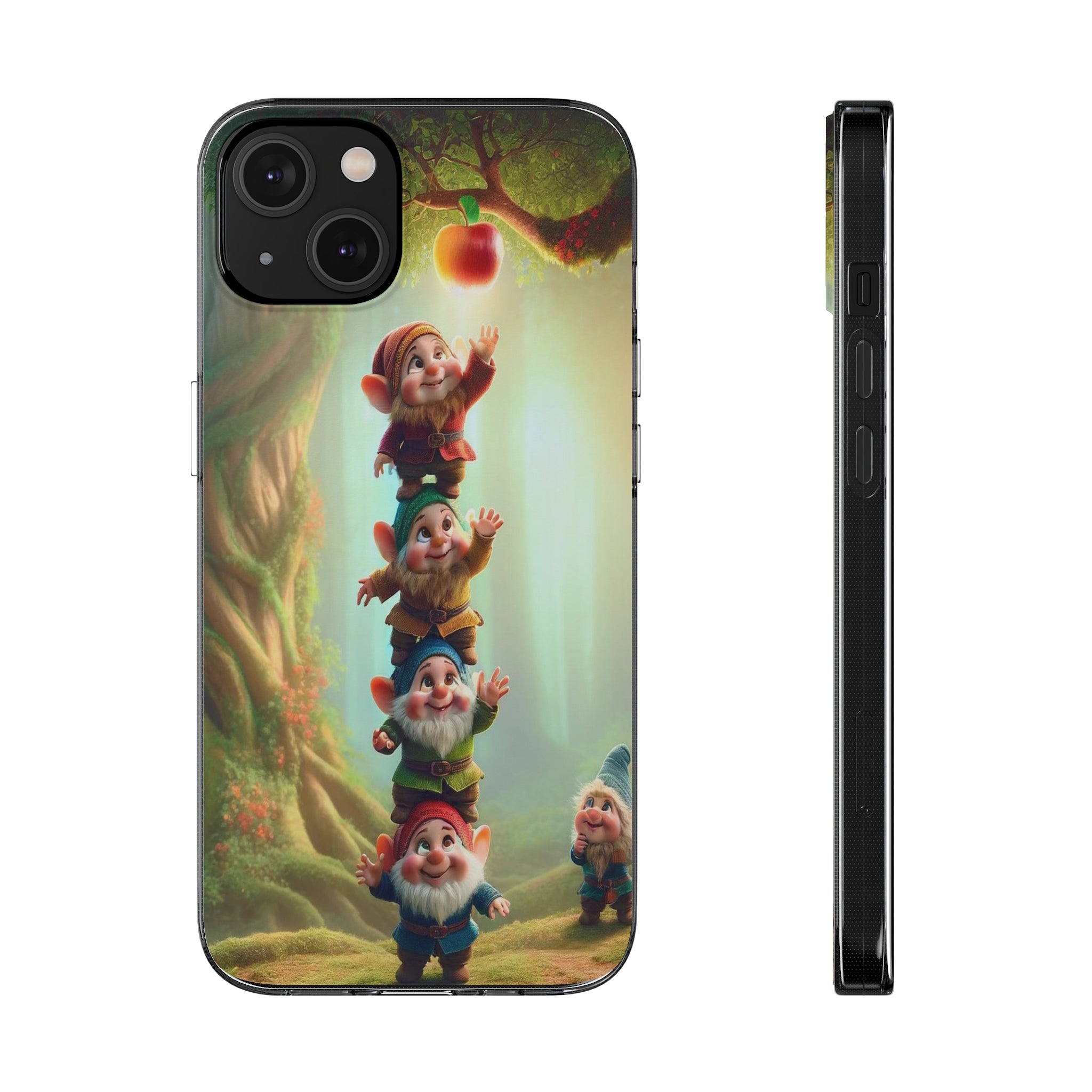 Gnomes reaching an apple - Soft Phone Case