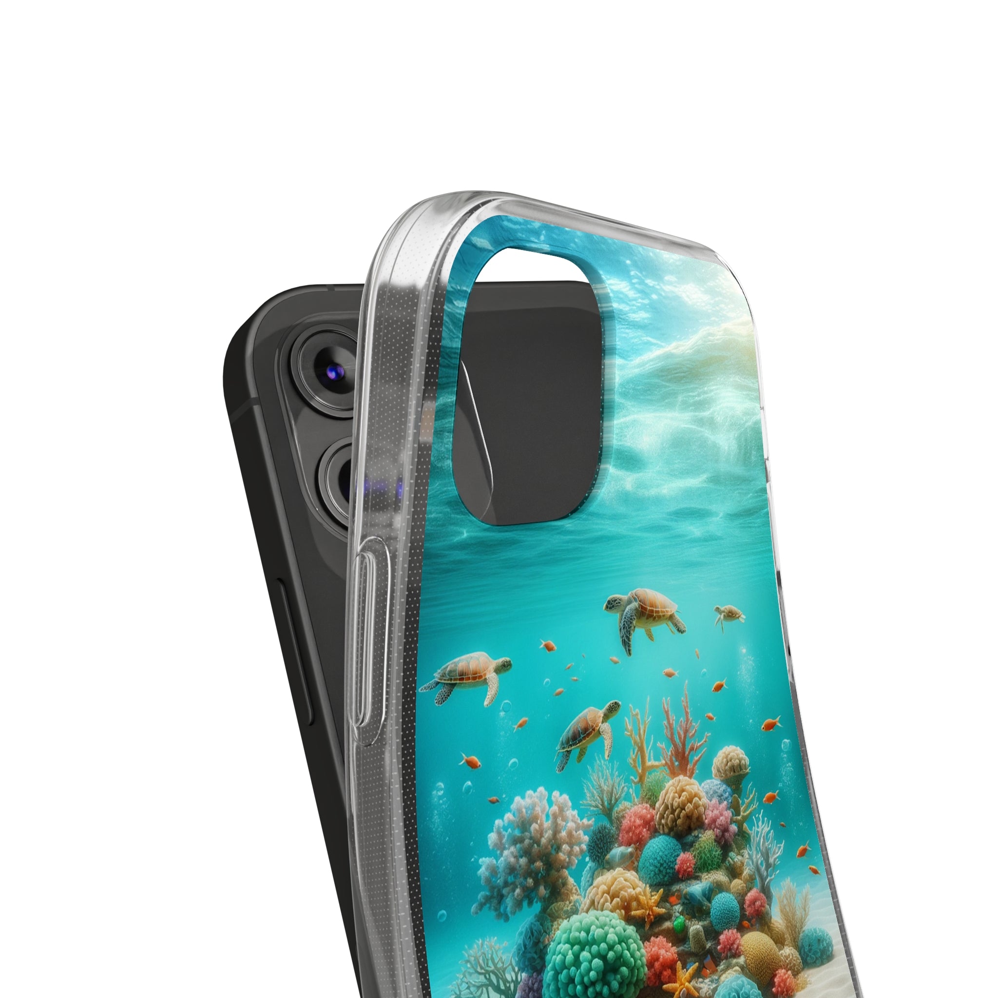 Turtles on coral reef - Soft Phone Case