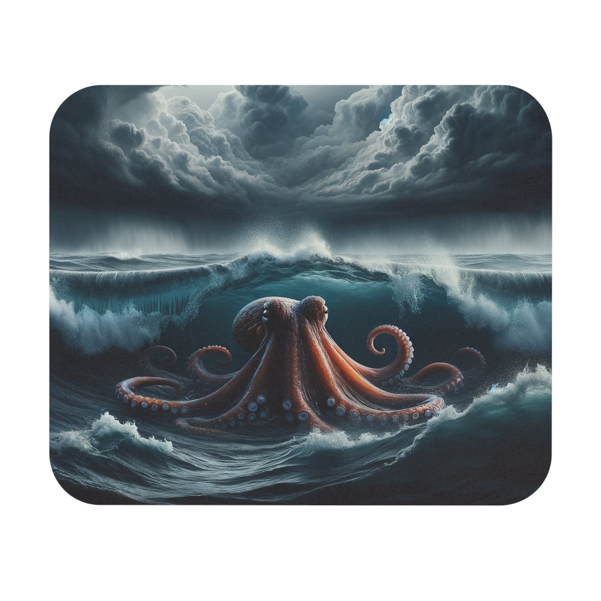 Squid in stormy ocean - Mouse Pad (Rectangle)