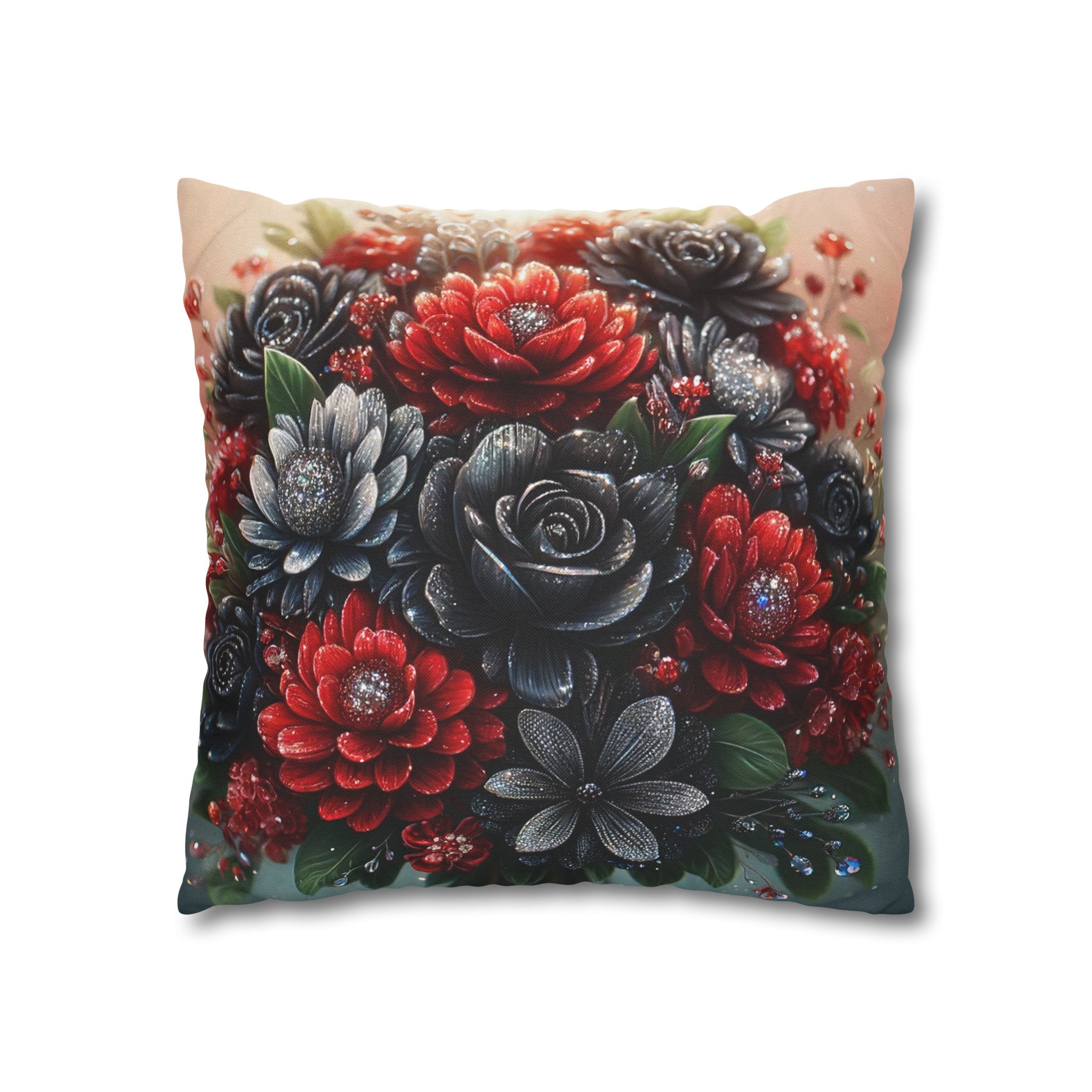 Black-Red Bouquet (1) - Polyester Square Pillowcase