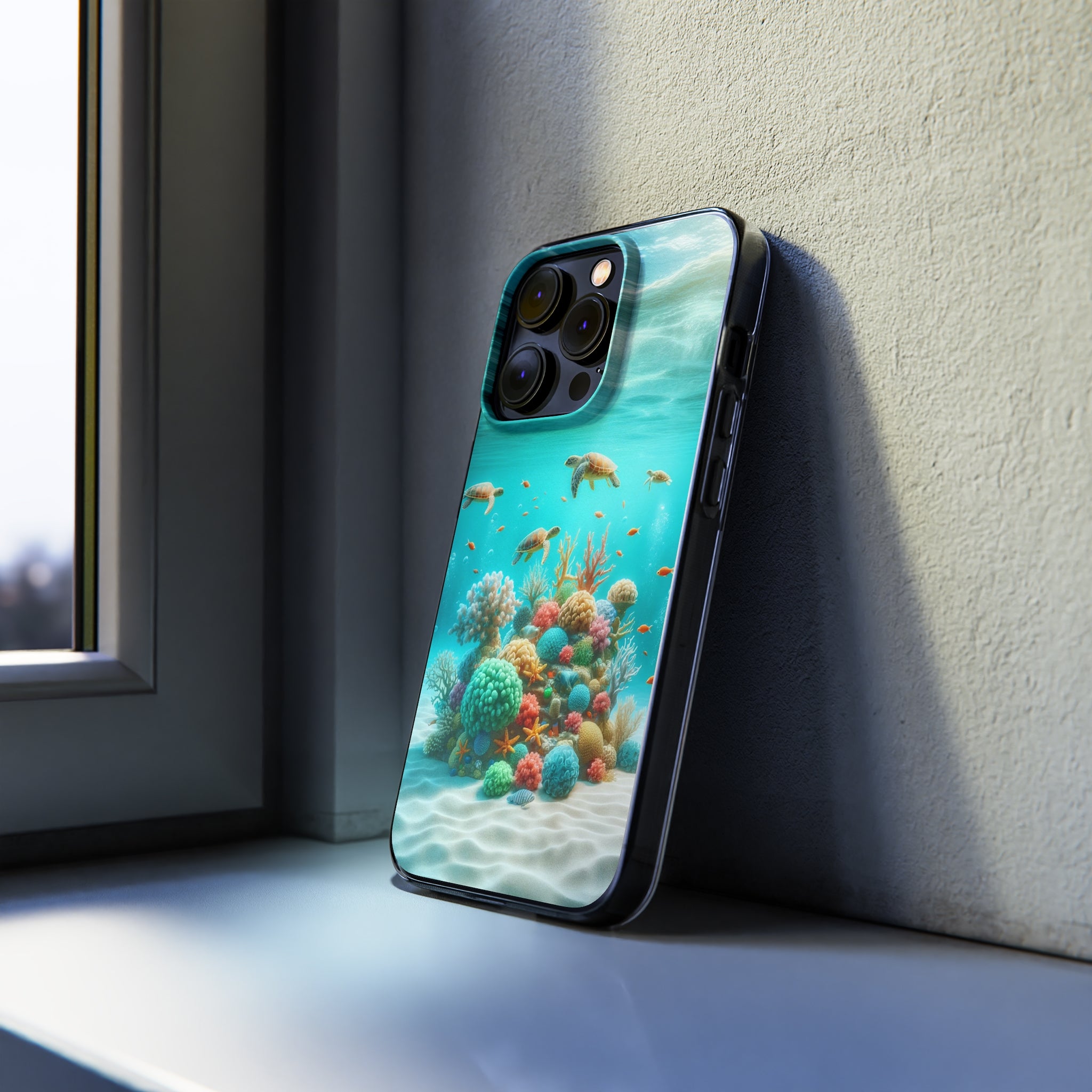 Turtles on coral reef - Soft Phone Case