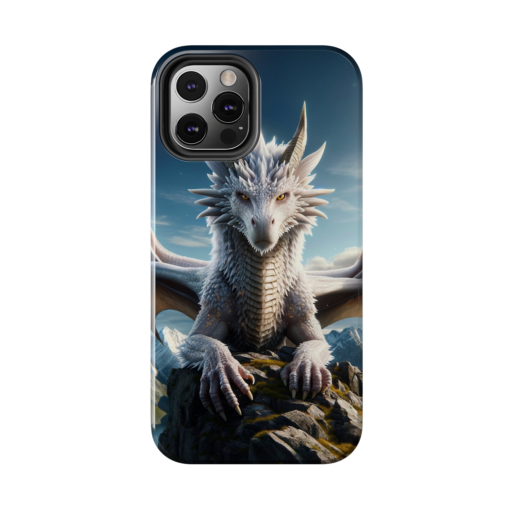 White dragon on a rock - Tough Phone Case