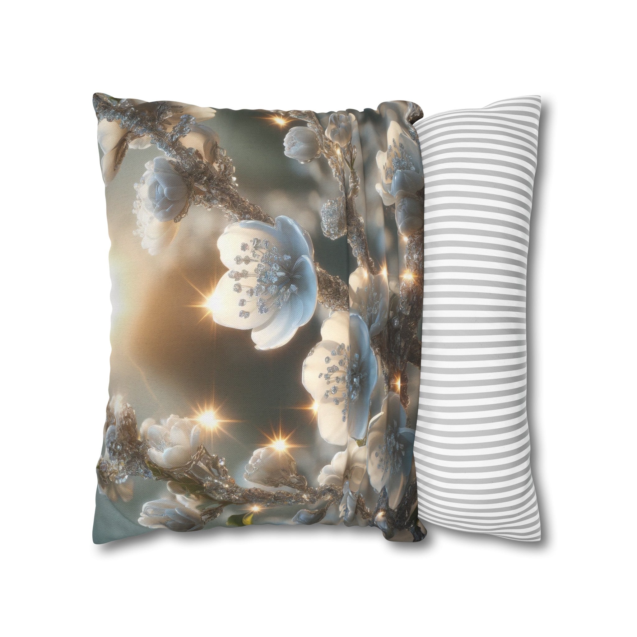 White diamond flowers (1) - Polyester Square Pillowcase