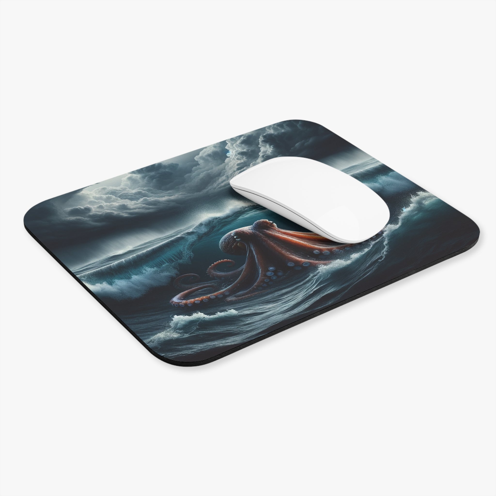 Squid in stormy ocean - Mouse Pad (Rectangle)