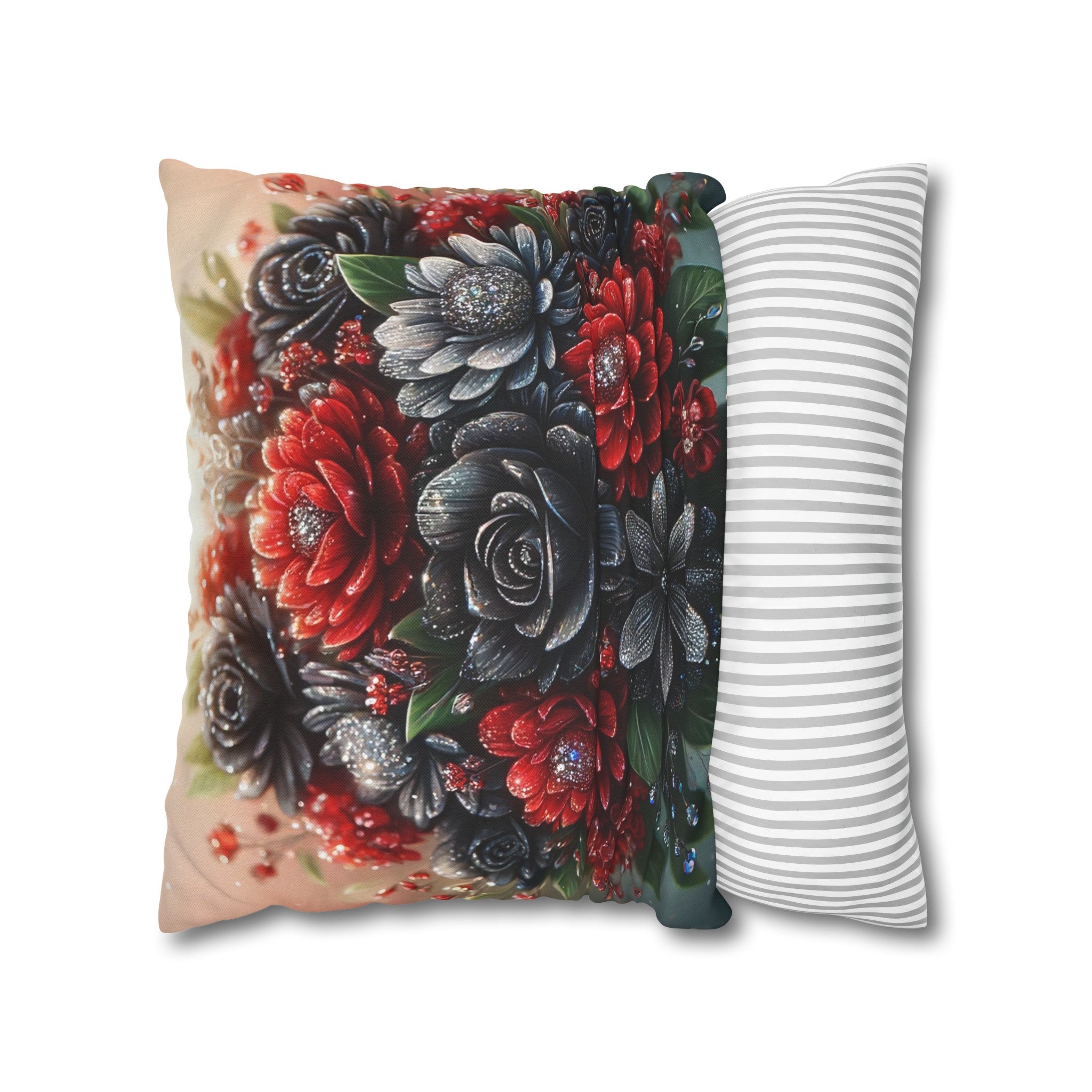 Black-Red Bouquet (1) - Polyester Square Pillowcase