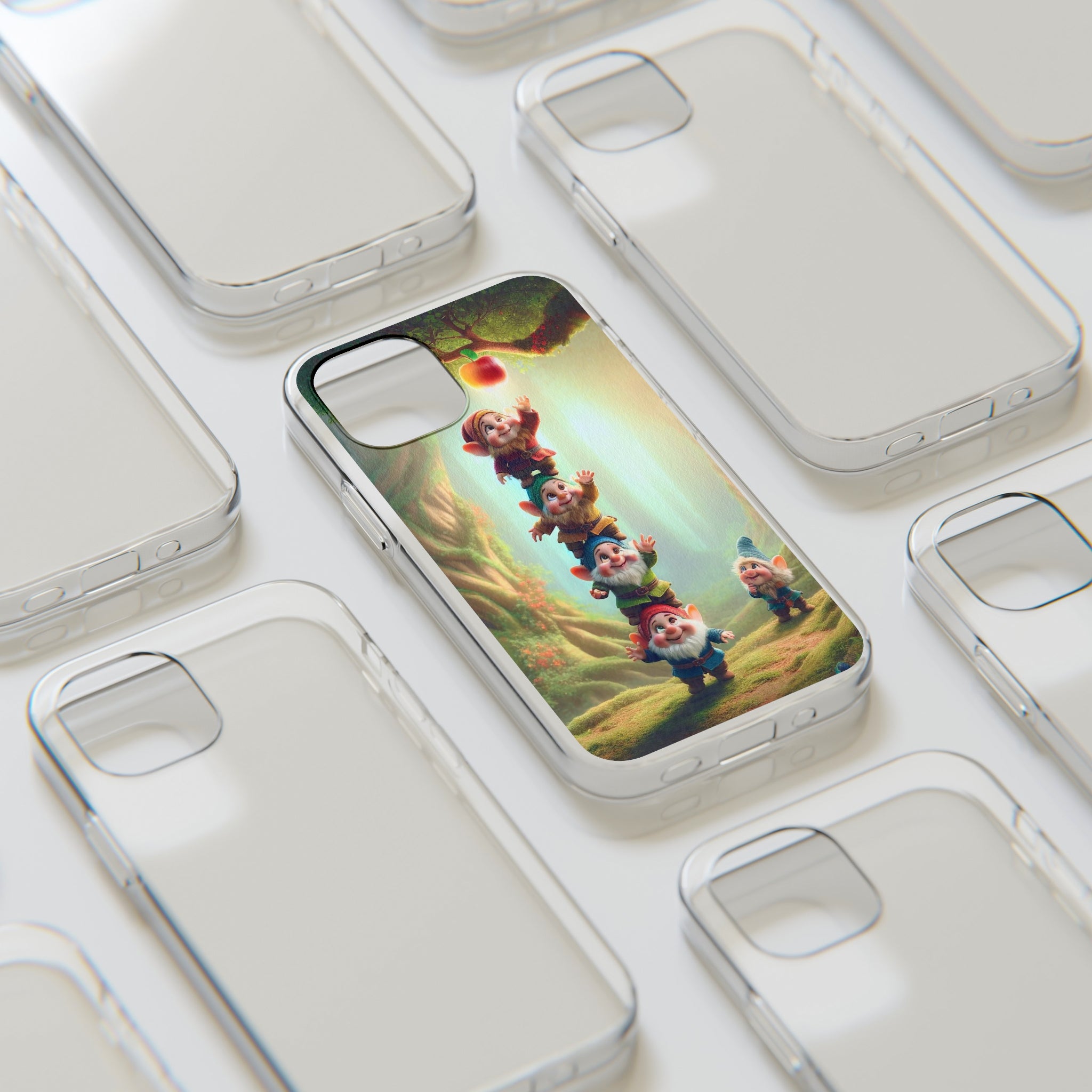 Gnomes reaching an apple - Soft Phone Case