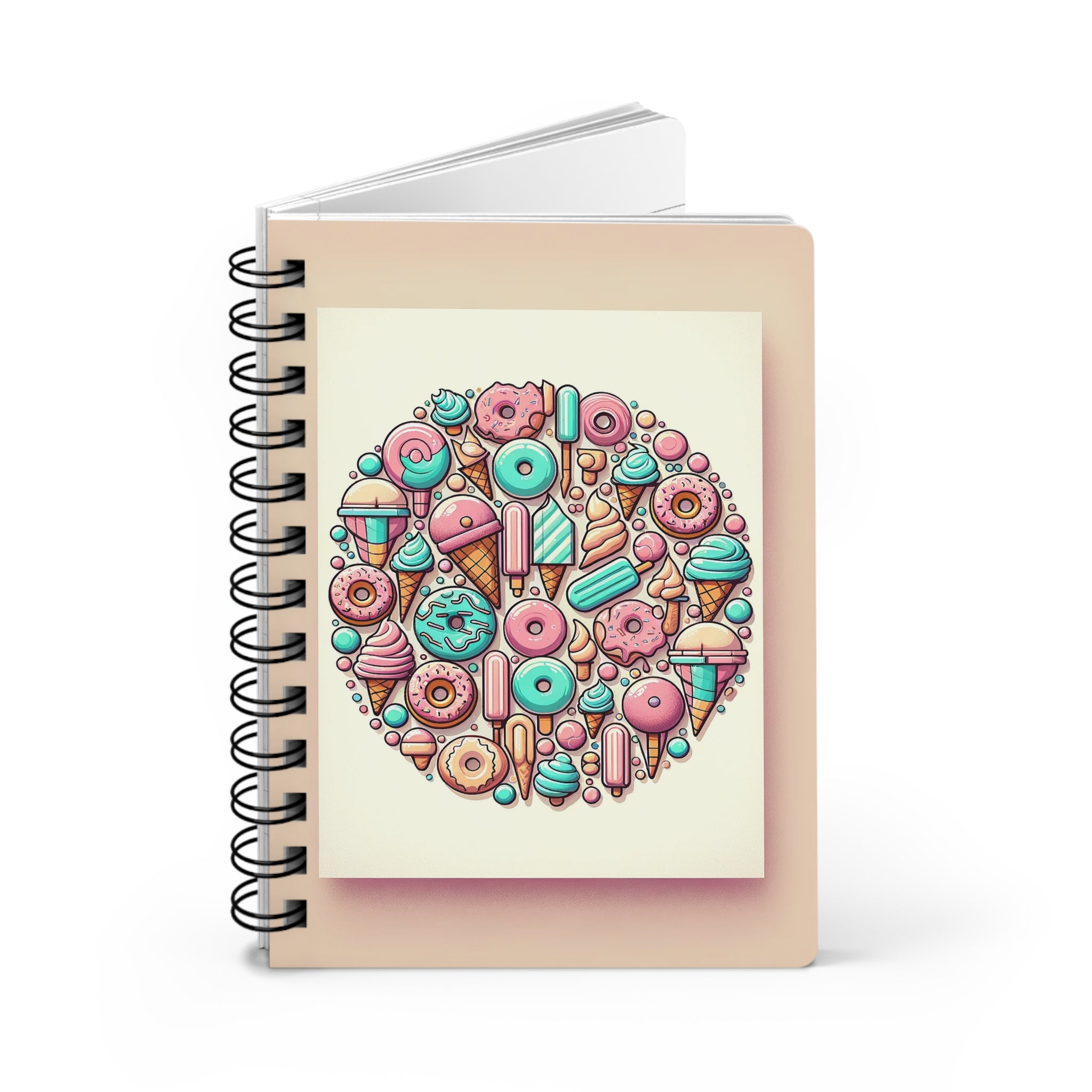 Circle of donuts and ice cream - Spiral Notebook