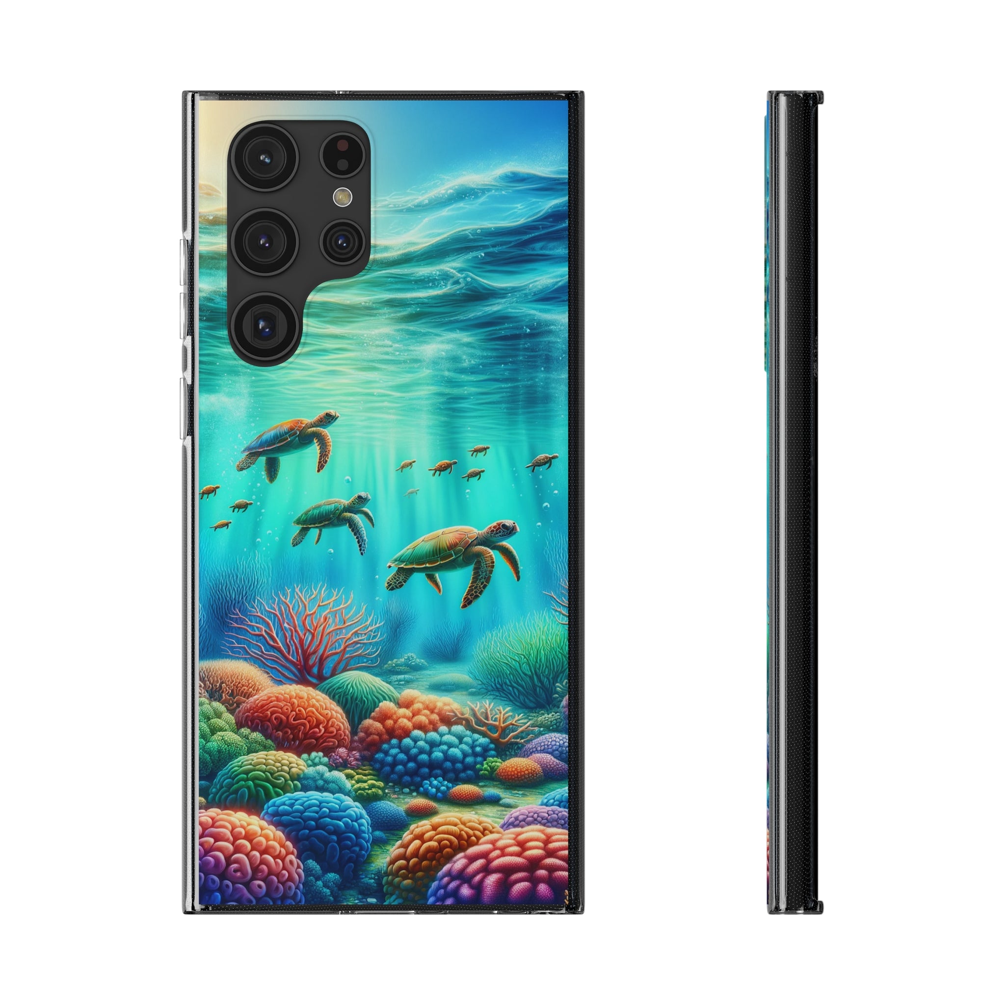 Turtles and coral reef - Soft Phone Case