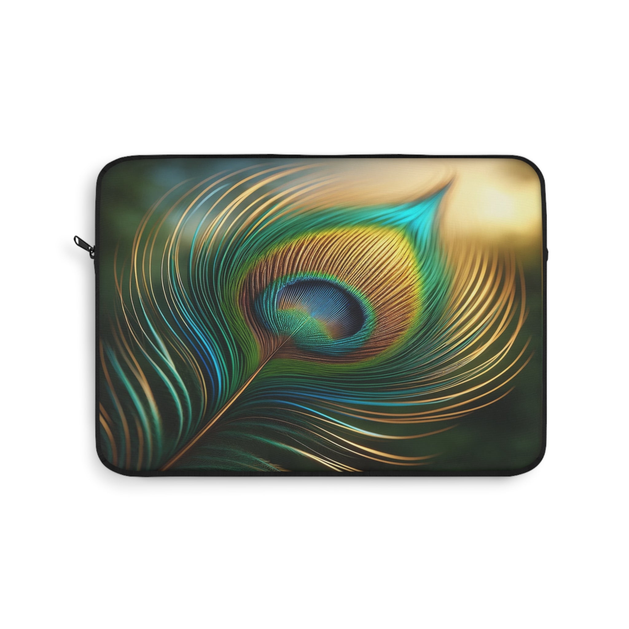 A green-golden peacock feather - Laptop Sleeve