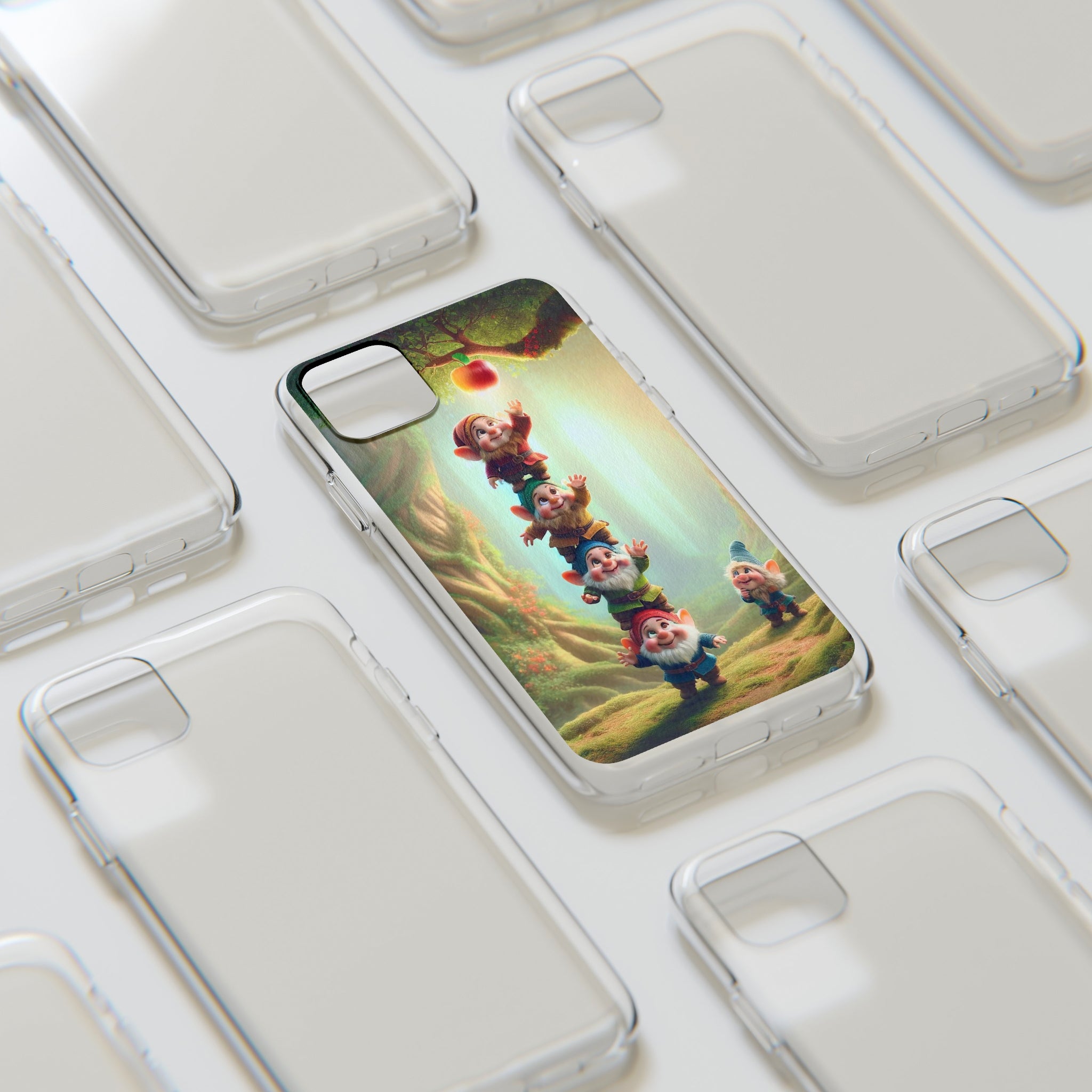 Gnomes reaching an apple - Soft Phone Case